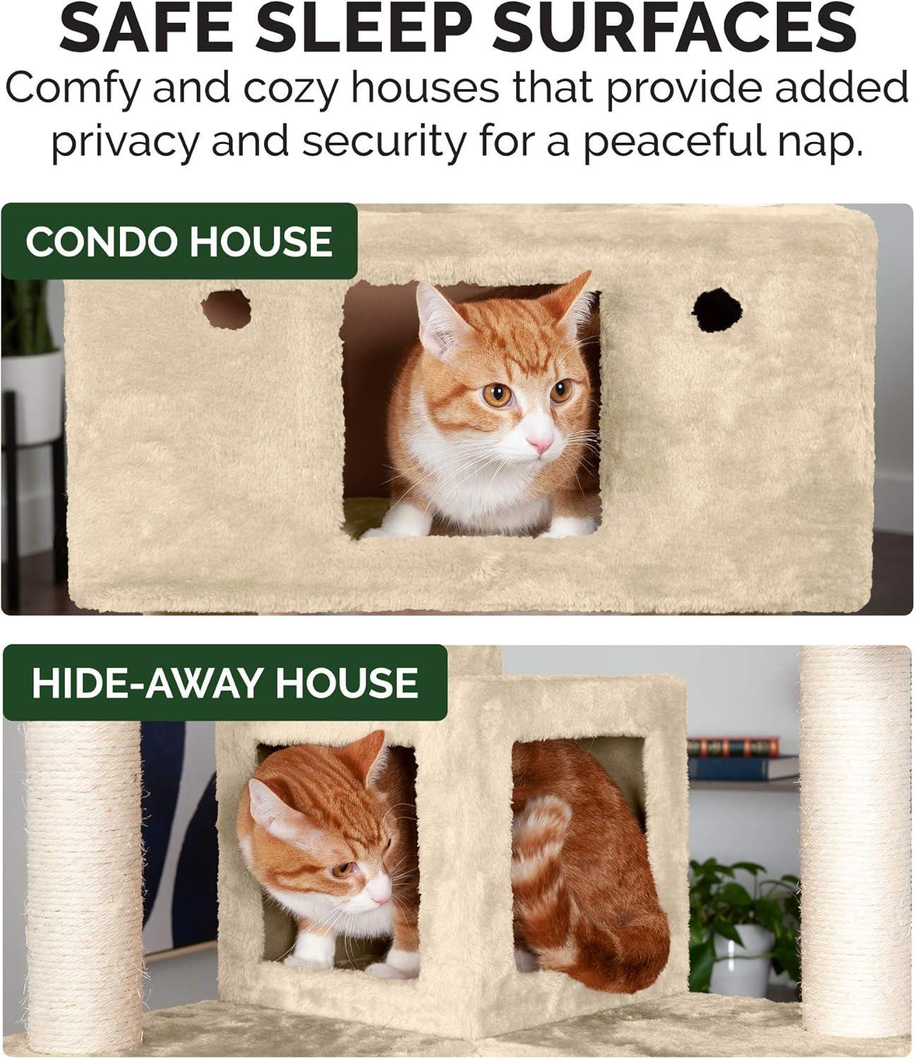 imageFurhaven 1575quot Tall Playground for Indoor Cats Ft Sisal Scratching Posts SelfGrooming Brush ampamp Toy Tiger Tough Hammock Interactive Playground Silver One SizeDouble Decker Playground Cream