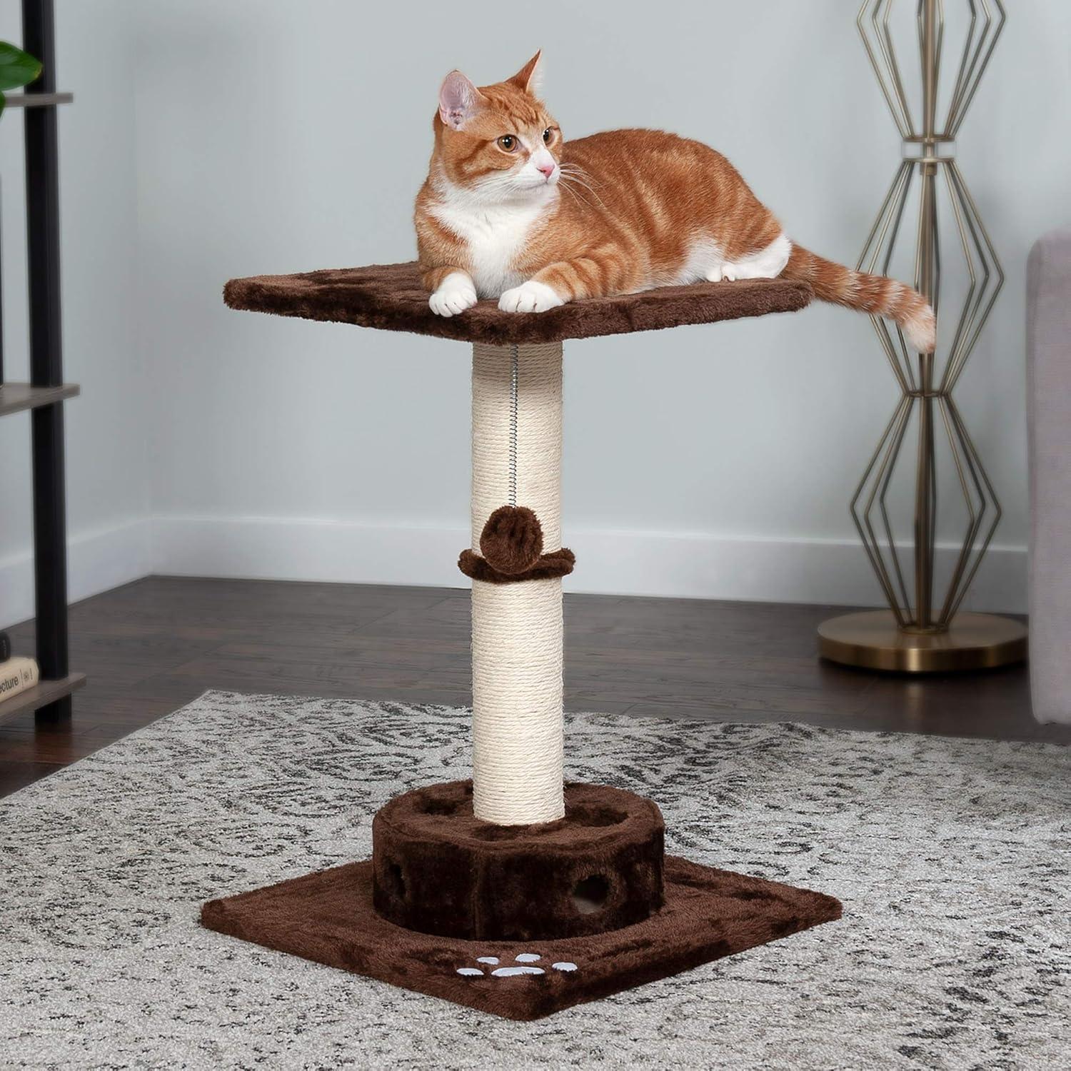 imageFurhaven 1575quot Tall Playground for Indoor Cats Ft Sisal Scratching Posts SelfGrooming Brush ampamp Toy Tiger Tough Hammock Interactive Playground Silver One SizeScratching Post Playground Brown