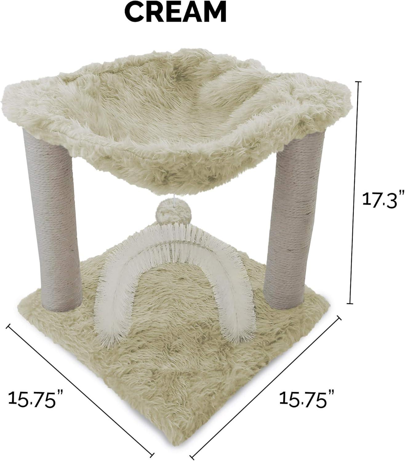 imageFurhaven 1575quot Tall Playground for Indoor Cats Ft Sisal Scratching Posts SelfGrooming Brush ampamp Toy Tiger Tough Hammock Interactive Playground Silver One SizePlush Hammock Playground Cream