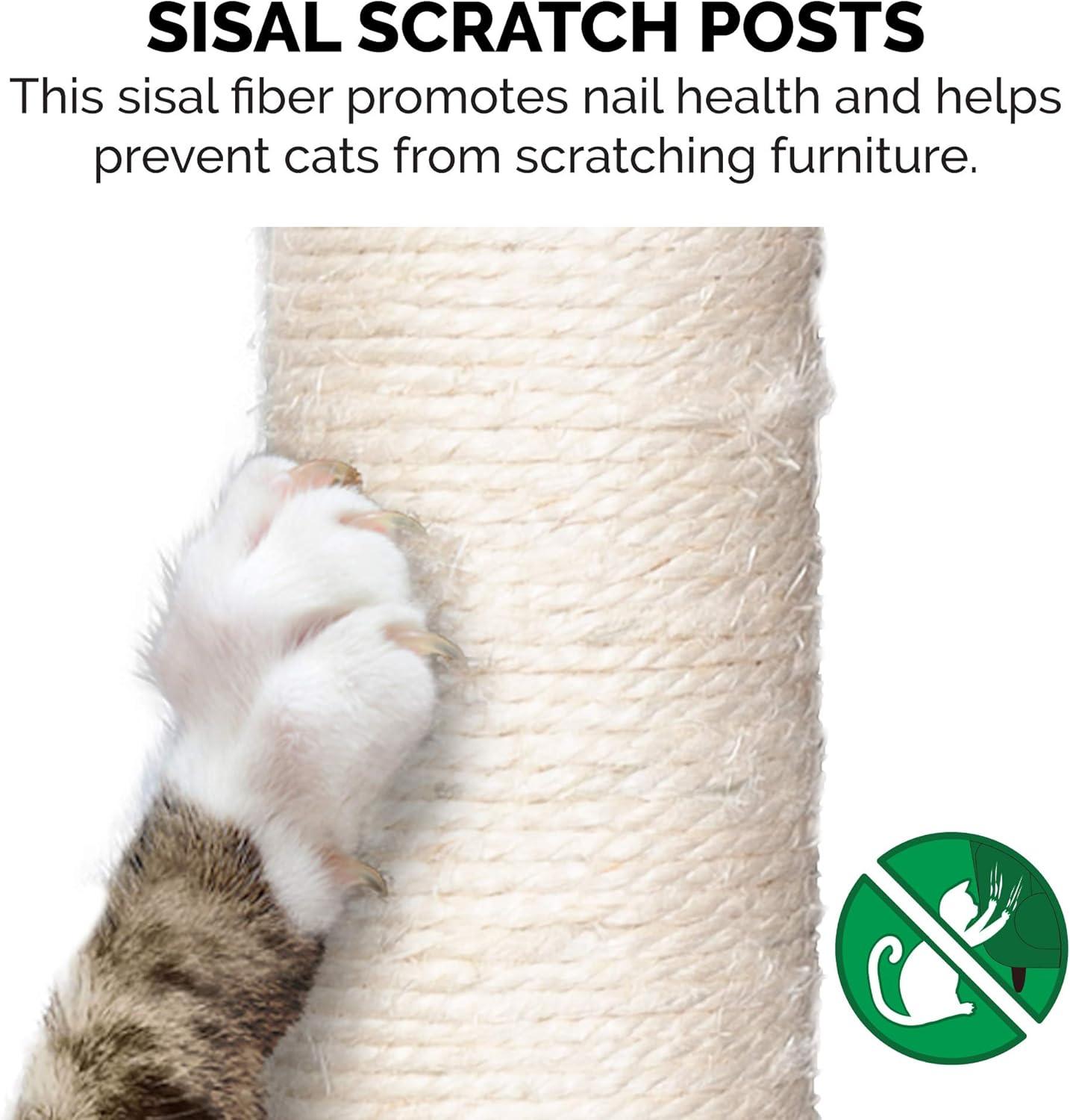 imageFurhaven 1575quot Tall Playground for Indoor Cats Ft Sisal Scratching Posts SelfGrooming Brush ampamp Toy Tiger Tough Hammock Interactive Playground Silver One SizePlush Hammock Playground Cream