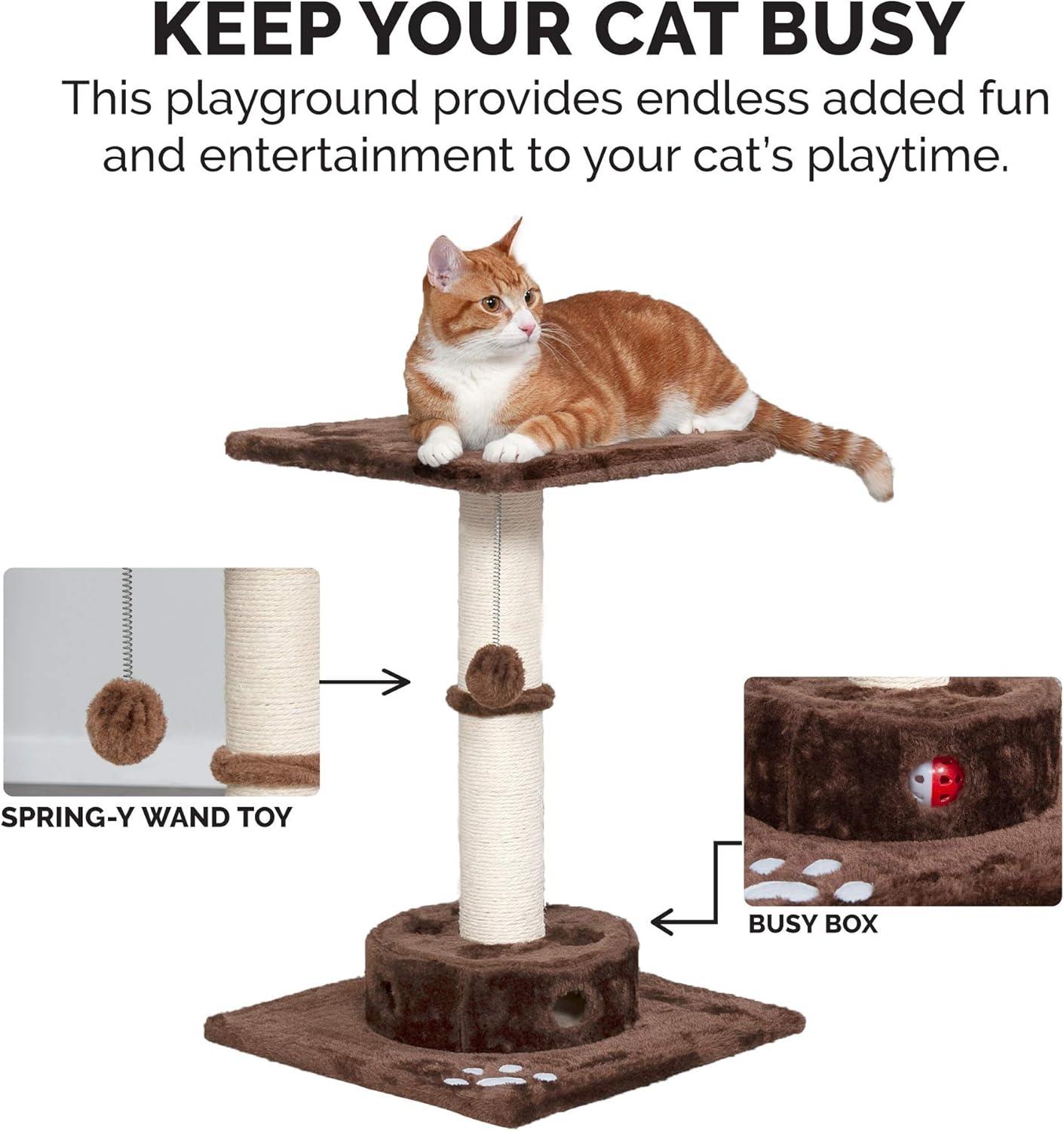 imageFurhaven 1575quot Tall Playground for Indoor Cats Ft Sisal Scratching Posts SelfGrooming Brush ampamp Toy Tiger Tough Hammock Interactive Playground Silver One SizeScratching Post Playground Brown