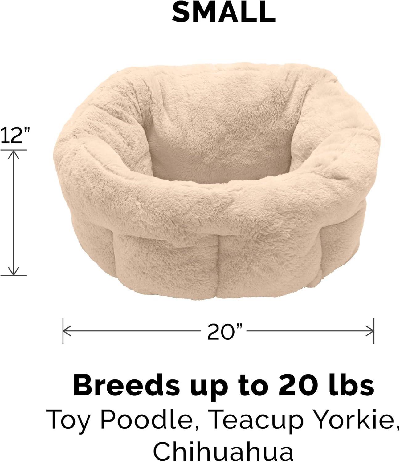 imageFurhaven 20quot Round SelfWarming Pet Bed for Indoor Cats ampamp Small Dogs 100 Washable For Pets Up to 20 lbs Hi Lo Plush Luxe Faux Fur Cuddler Cream SmallHi Lo Cuddler Faux Fur Cream