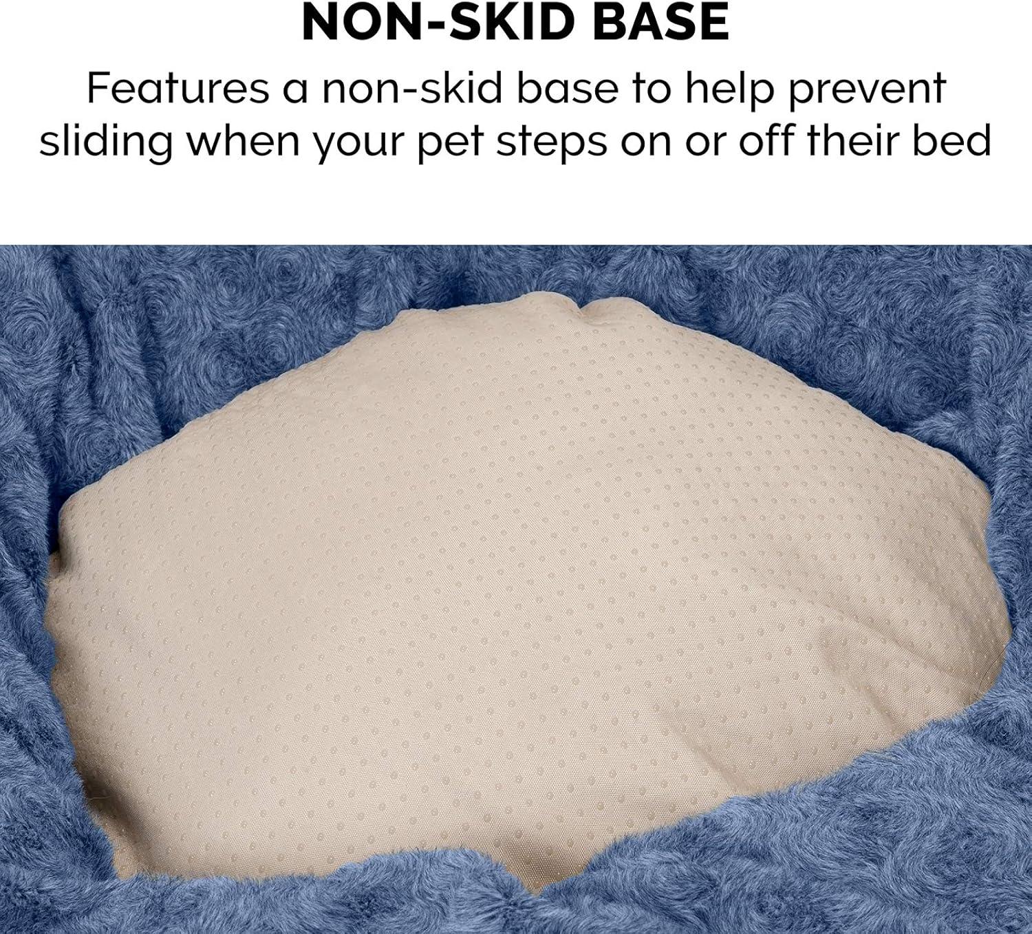 imageFurhaven 23quot Round Donut Dog Bed for Indoor Cats ampamp Small Dogs Washable For Dogs Up to 20 lbs Plush ampamp Diamond Print Donut Bed Gray SmallCurly Faux Fur Fresh Blueberry