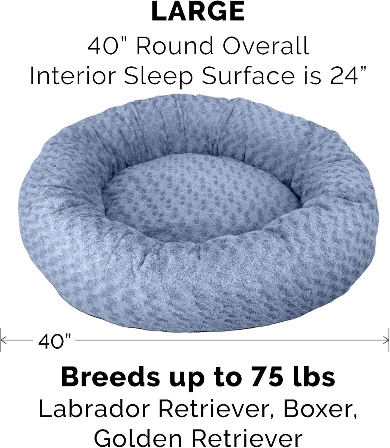 imageFurhaven 23quot Round Donut Dog Bed for Indoor Cats ampamp Small Dogs Washable For Dogs Up to 20 lbs Plush ampamp Diamond Print Donut Bed Gray SmallCurly Faux Fur Fresh Blueberry