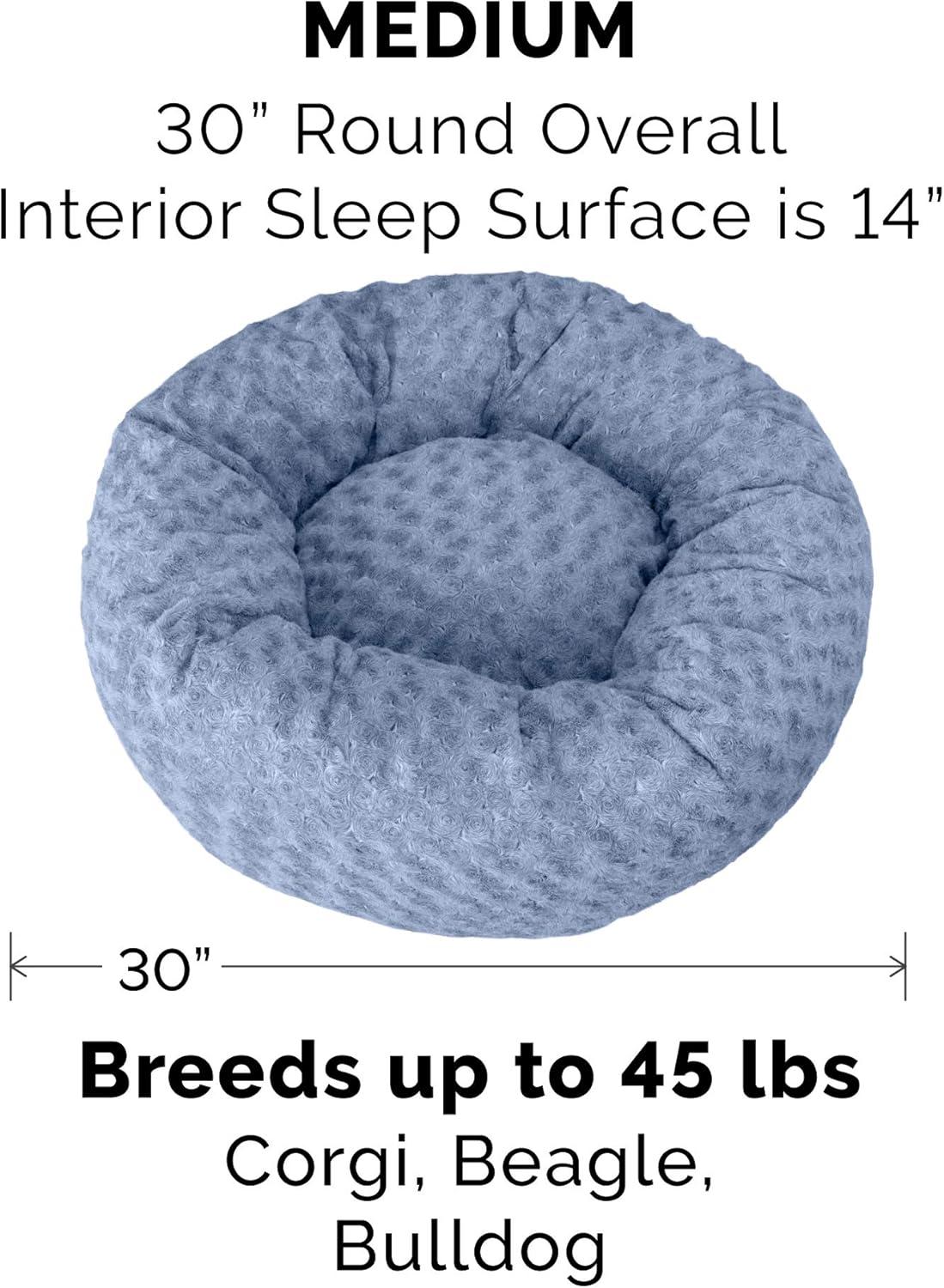 imageFurhaven 23quot Round Donut Dog Bed for Indoor Cats ampamp Small Dogs Washable For Dogs Up to 20 lbs Plush ampamp Diamond Print Donut Bed Gray SmallCurly Faux Fur Fresh Blueberry