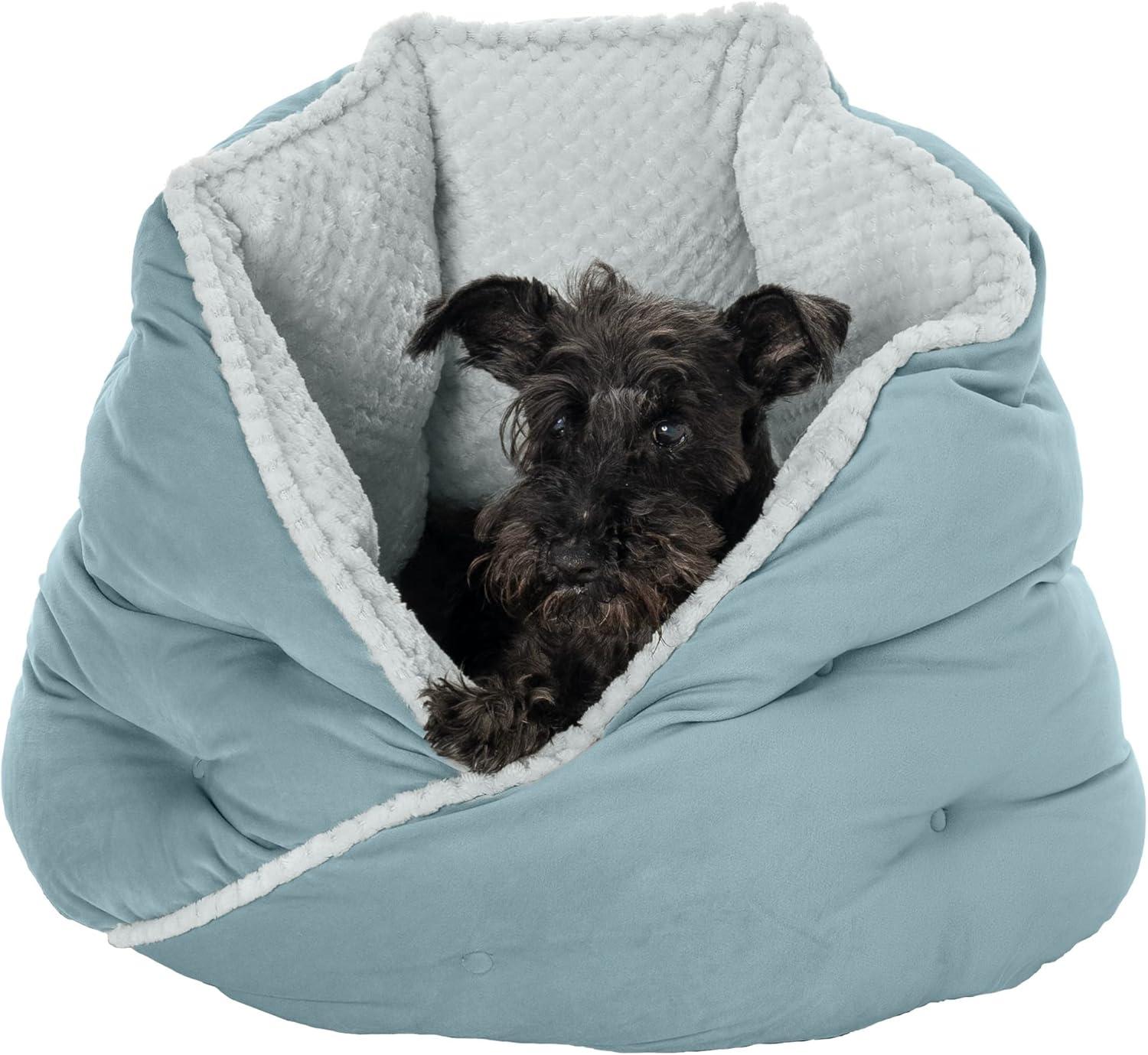 imageFurhaven 24quot Round Pet Bed for Indoor Cats ampamp MediumSmall Dogs 100 Washable For Pets Up to 35 lbs Minky Plush ampamp Velvet Hug Bed Silver Gray 24inchHug Bed Minky Velvet Aquamarine