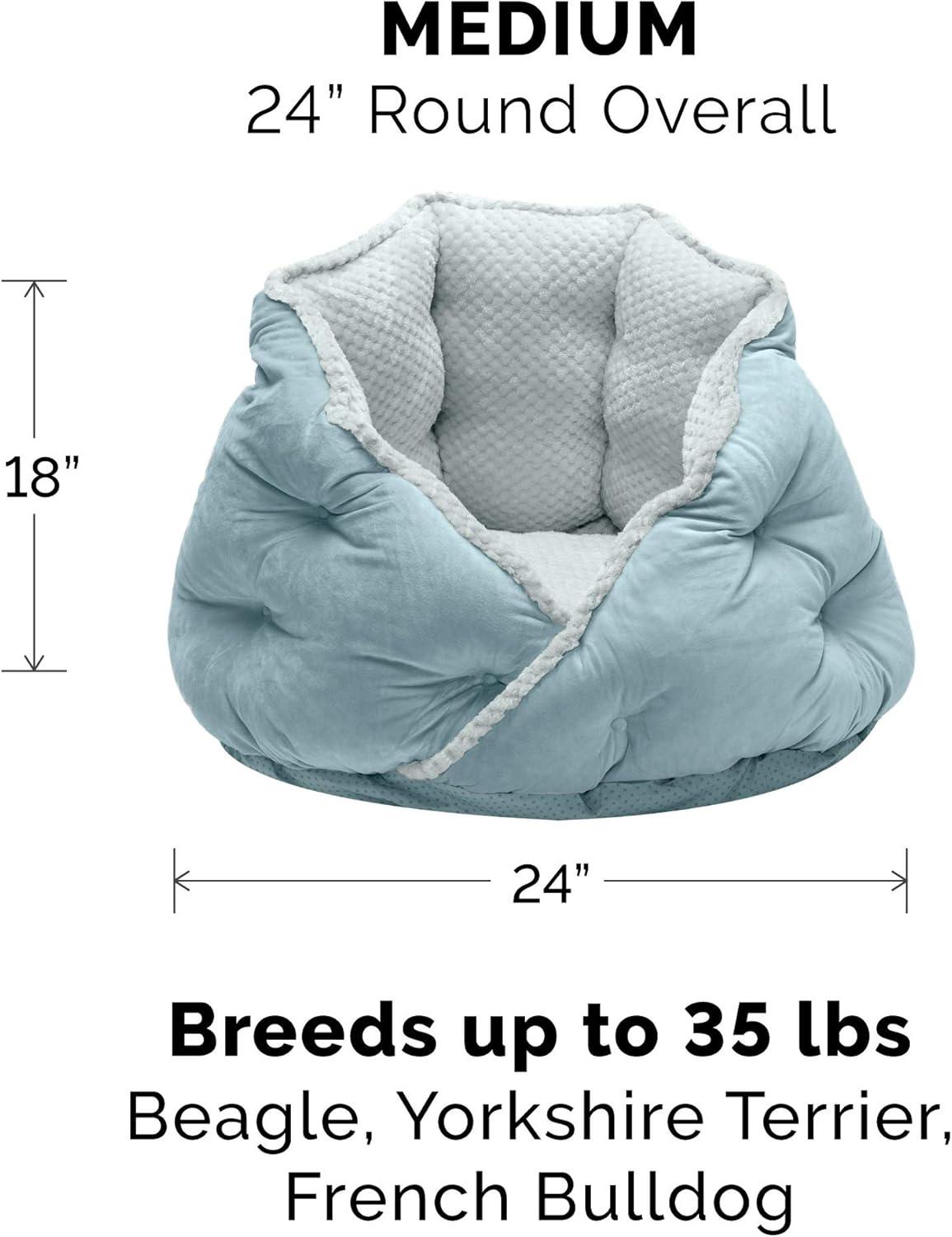imageFurhaven 24quot Round Pet Bed for Indoor Cats ampamp MediumSmall Dogs 100 Washable For Pets Up to 35 lbs Minky Plush ampamp Velvet Hug Bed Silver Gray 24inchHug Bed Minky Velvet Aquamarine