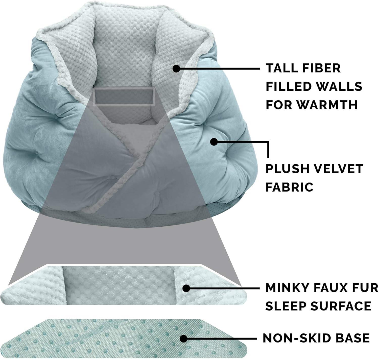 imageFurhaven 24quot Round Pet Bed for Indoor Cats ampamp MediumSmall Dogs 100 Washable For Pets Up to 35 lbs Minky Plush ampamp Velvet Hug Bed Silver Gray 24inchHug Bed Minky Velvet Aquamarine