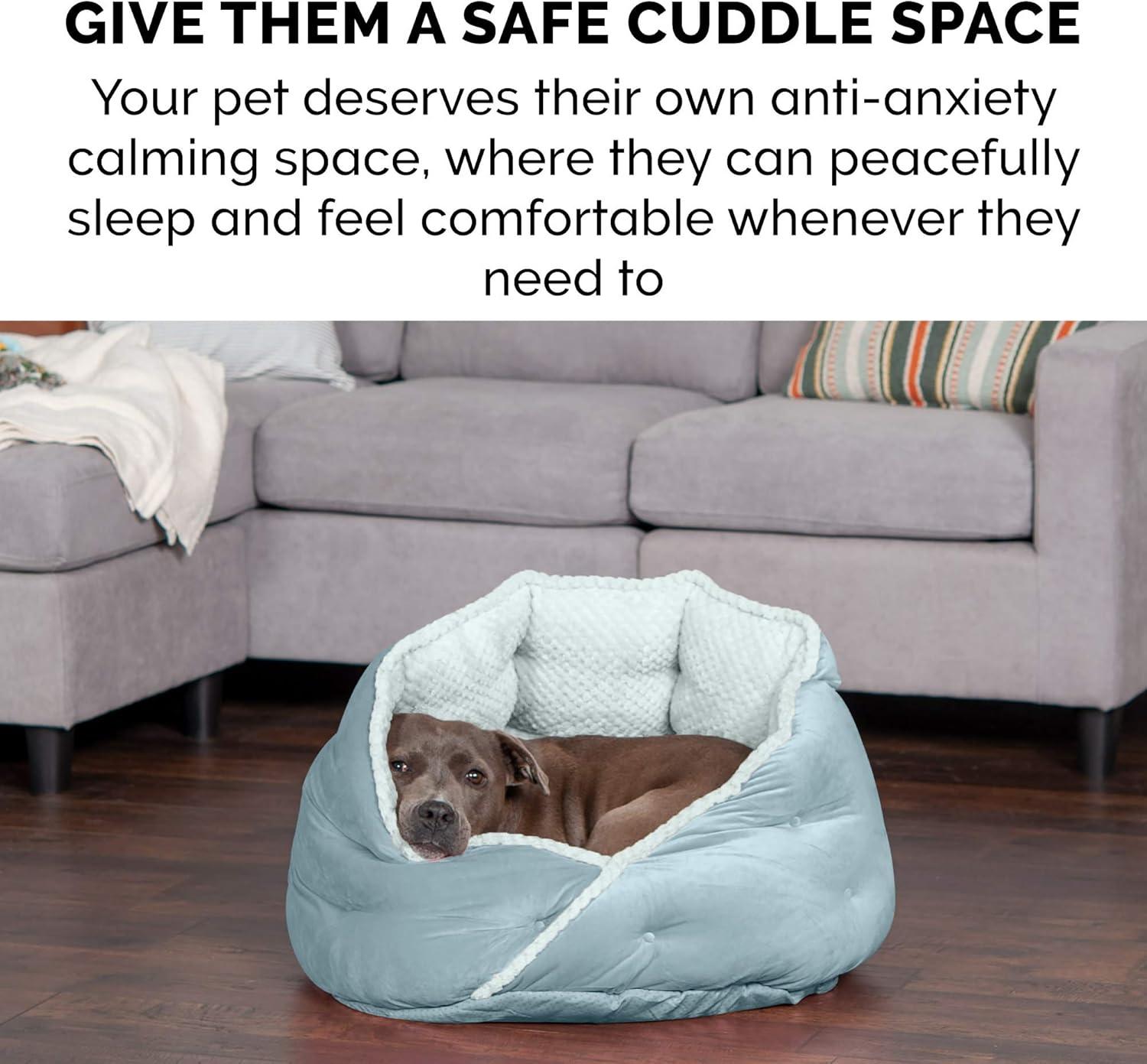imageFurhaven 24quot Round Pet Bed for Indoor Cats ampamp MediumSmall Dogs 100 Washable For Pets Up to 35 lbs Minky Plush ampamp Velvet Hug Bed Silver Gray 24inchHug Bed Minky Velvet Aquamarine