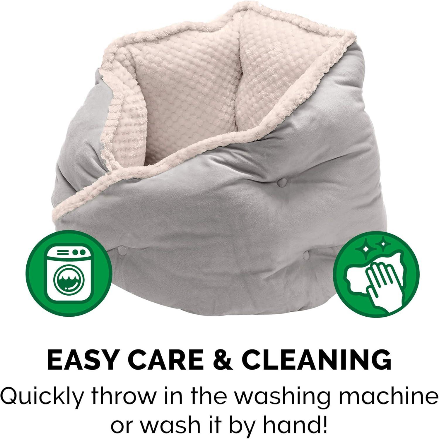 imageFurhaven 24quot Round Pet Bed for Indoor Cats ampamp MediumSmall Dogs 100 Washable For Pets Up to 35 lbs Minky Plush ampamp Velvet Hug Bed Silver Gray 24inchHug Bed Minky Velvet Silver Gray