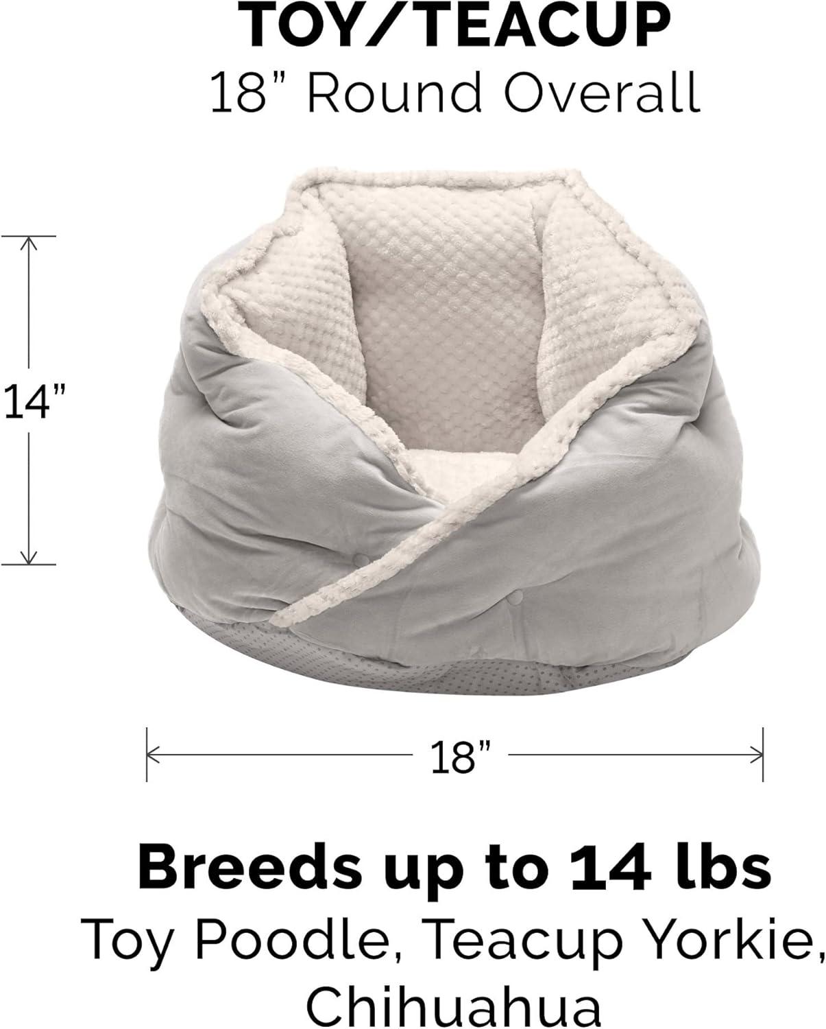 imageFurhaven 24quot Round Pet Bed for Indoor Cats ampamp MediumSmall Dogs 100 Washable For Pets Up to 35 lbs Minky Plush ampamp Velvet Hug Bed Silver Gray 24inchHug Bed Minky Velvet Silver Gray
