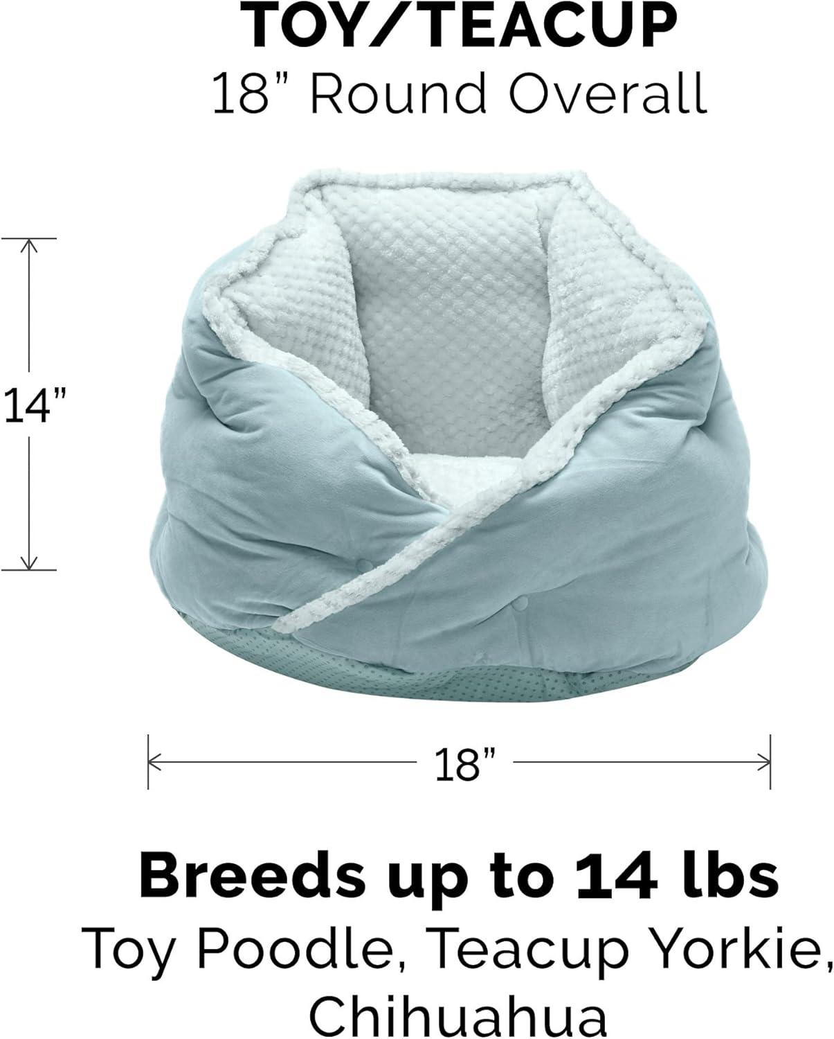 imageFurhaven 24quot Round Pet Bed for Indoor Cats ampamp MediumSmall Dogs 100 Washable For Pets Up to 35 lbs Minky Plush ampamp Velvet Hug Bed Silver Gray 24inchHug Bed Minky Velvet Aquamarine