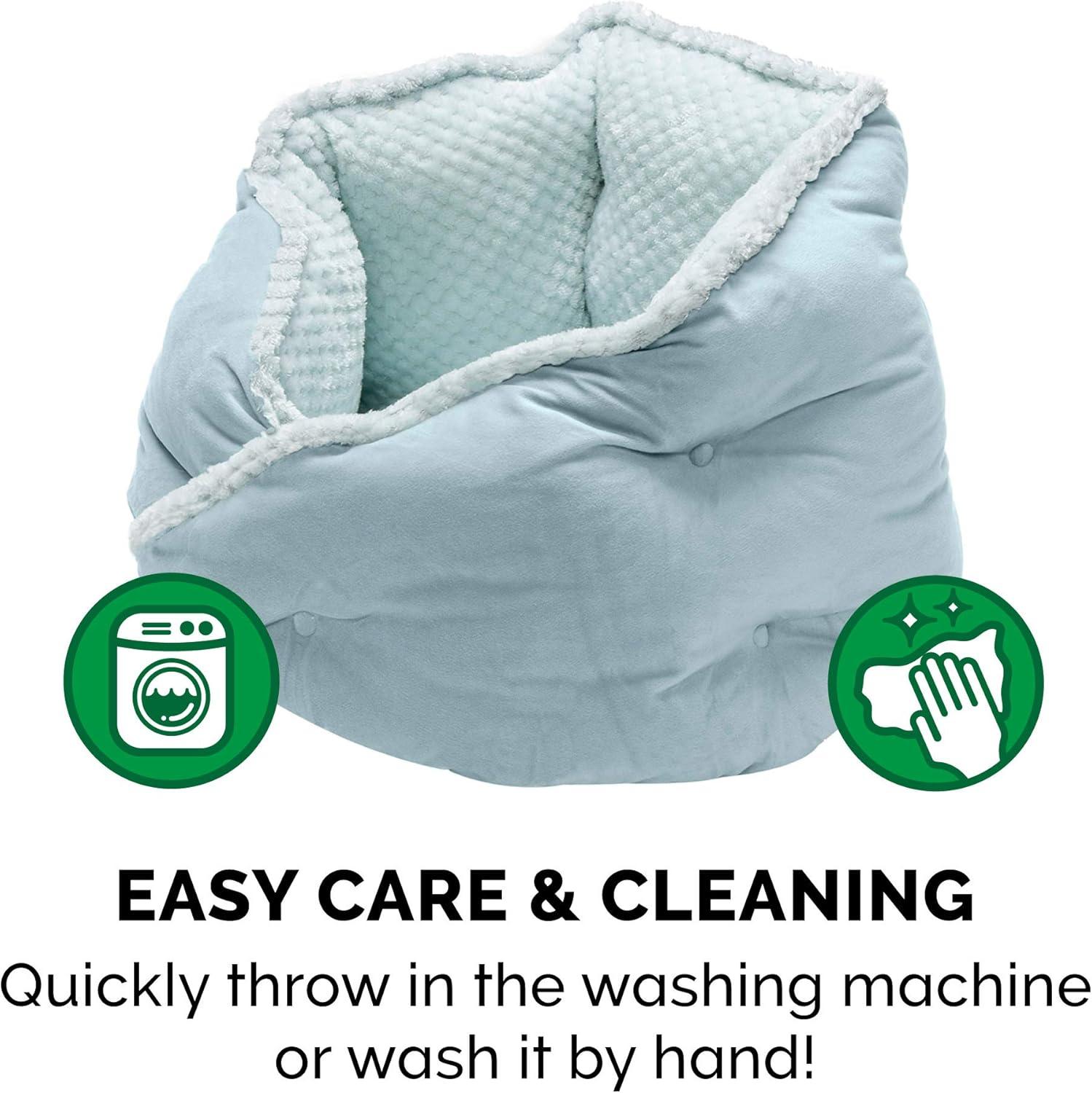imageFurhaven 24quot Round Pet Bed for Indoor Cats ampamp MediumSmall Dogs 100 Washable For Pets Up to 35 lbs Minky Plush ampamp Velvet Hug Bed Silver Gray 24inchHug Bed Minky Velvet Aquamarine