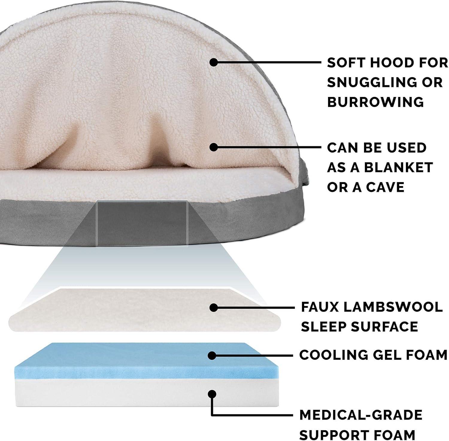 imageFurhaven 26quot Round Cooling Gel Dog Bed for MediumSmall Dogs w Removable Washable Cover For Dogs Up to 30 lbs Sherpa ampamp Suede Snuggery Espresso 26inchFaux Lambswool Suede Gray
