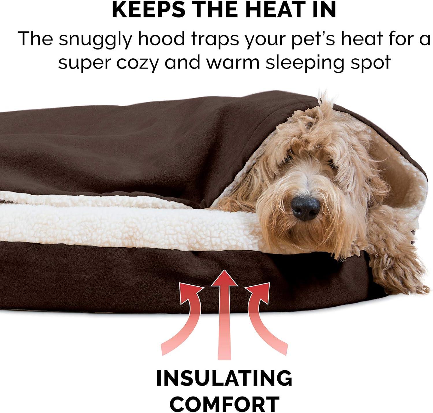 imageFurhaven 26quot Round Cooling Gel Dog Bed for MediumSmall Dogs w Removable Washable Cover For Dogs Up to 30 lbs Sherpa ampamp Suede Snuggery Espresso 26inchFaux Lambswool Suede Espresso