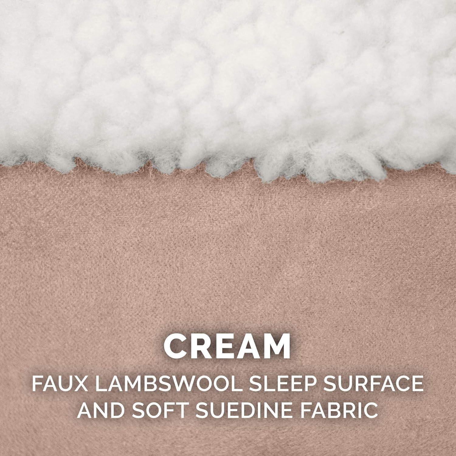 imageFurhaven 26quot Round Cooling Gel Dog Bed for MediumSmall Dogs w Removable Washable Cover For Dogs Up to 30 lbs Sherpa ampamp Suede Snuggery Espresso 26inchFaux Lambswool Suede Cream