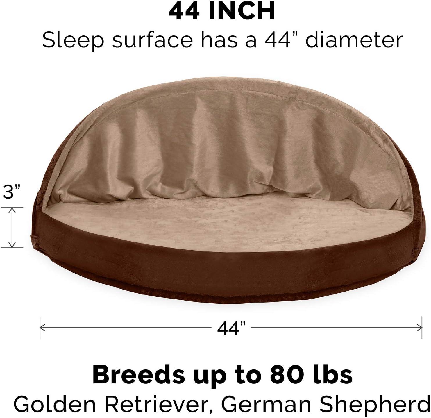 imageFurhaven 26quot Round Cooling Gel Dog Bed for MediumSmall Dogs w Removable Washable Cover For Dogs Up to 30 lbs Sherpa ampamp Suede Snuggery Espresso 26inchMicrovelvet Espresso