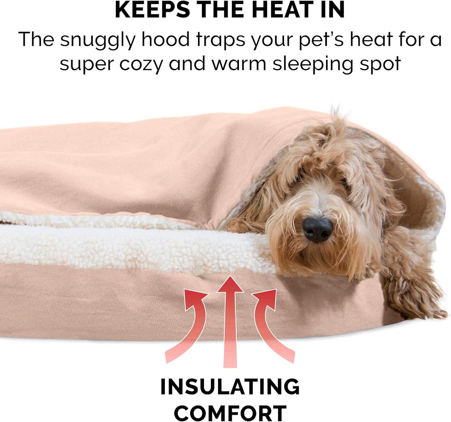 imageFurhaven 26quot Round Cooling Gel Dog Bed for MediumSmall Dogs w Removable Washable Cover For Dogs Up to 30 lbs Sherpa ampamp Suede Snuggery Espresso 26inchFaux Lambswool Suede Cream