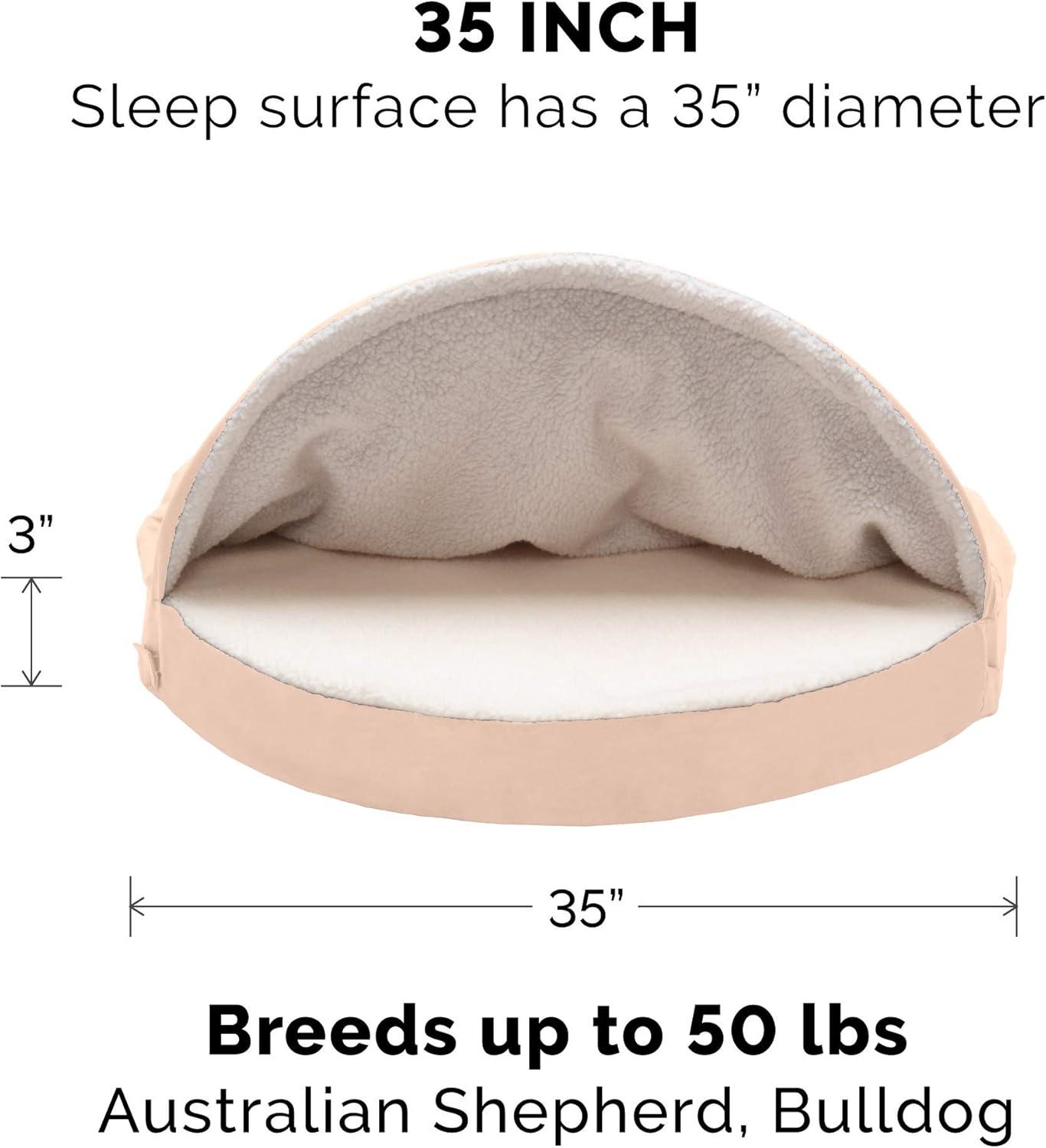 imageFurhaven 26quot Round Cooling Gel Dog Bed for MediumSmall Dogs w Removable Washable Cover For Dogs Up to 30 lbs Sherpa ampamp Suede Snuggery Espresso 26inchFaux Lambswool Suede Cream