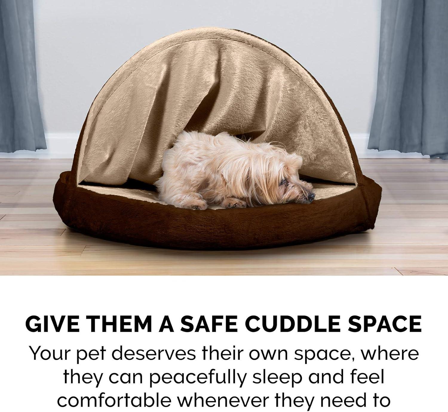imageFurhaven 26quot Round Cooling Gel Dog Bed for MediumSmall Dogs w Removable Washable Cover For Dogs Up to 30 lbs Sherpa ampamp Suede Snuggery Espresso 26inchMicrovelvet Espresso