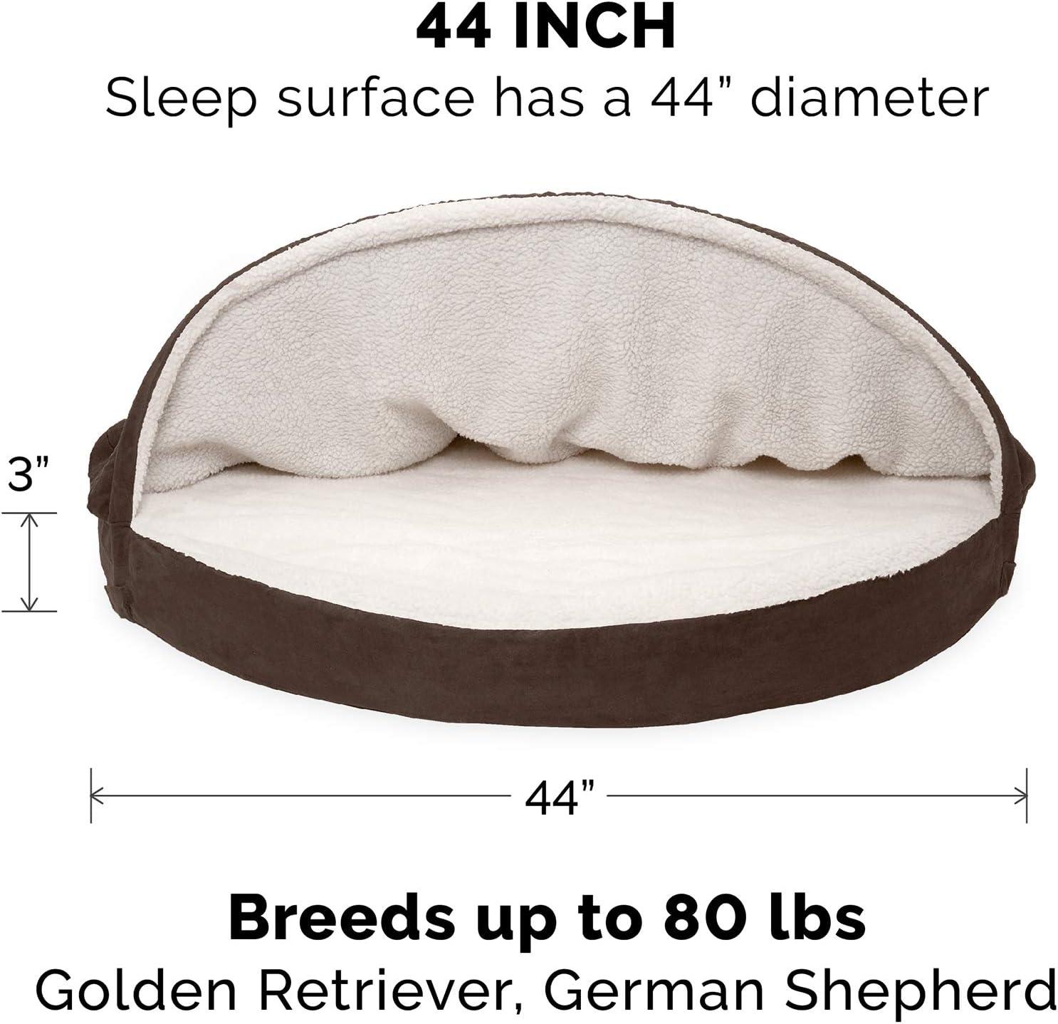 imageFurhaven 26quot Round Cooling Gel Dog Bed for MediumSmall Dogs w Removable Washable Cover For Dogs Up to 30 lbs Sherpa ampamp Suede Snuggery Espresso 26inchFaux Lambswool Suede Espresso