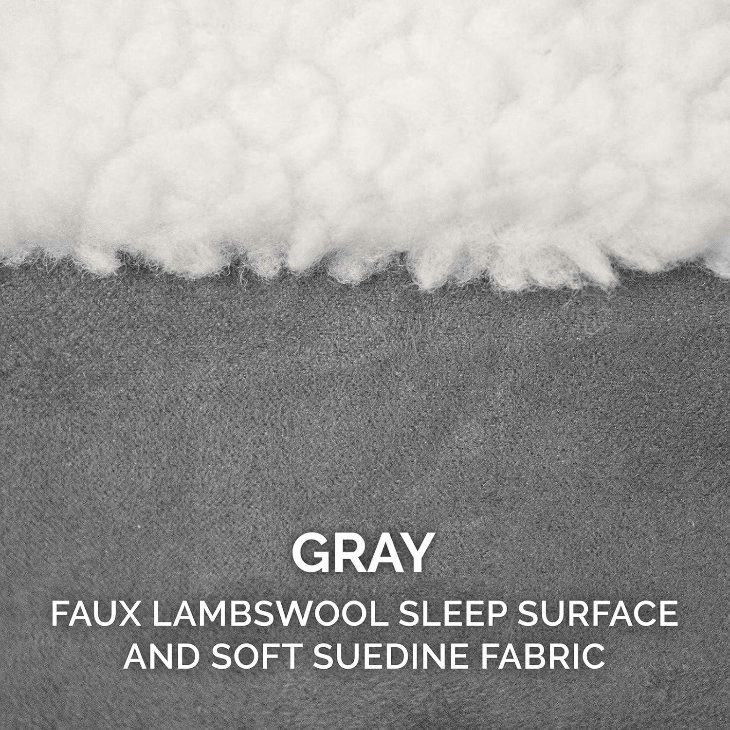 imageFurhaven 26quot Round Cooling Gel Dog Bed for MediumSmall Dogs w Removable Washable Cover For Dogs Up to 30 lbs Sherpa ampamp Suede Snuggery Espresso 26inchFaux Lambswool Suede Gray