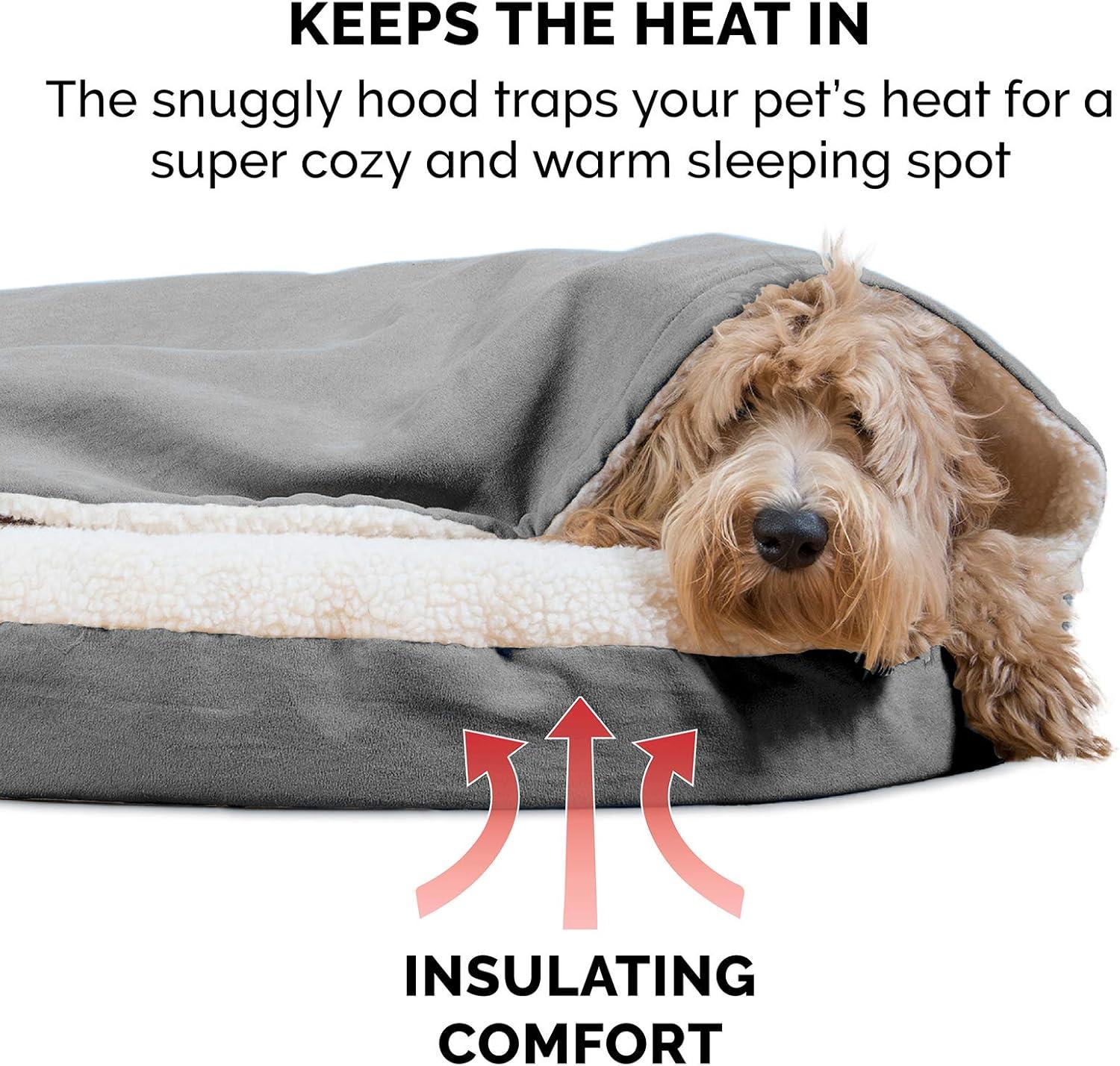 imageFurhaven 26quot Round Cooling Gel Dog Bed for MediumSmall Dogs w Removable Washable Cover For Dogs Up to 30 lbs Sherpa ampamp Suede Snuggery Espresso 26inchFaux Lambswool Suede Gray