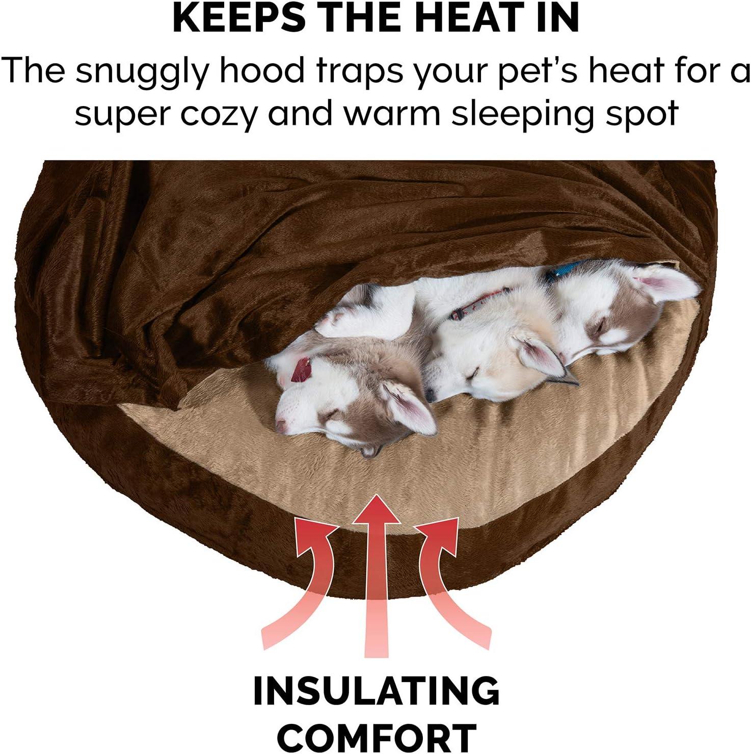imageFurhaven 26quot Round Cooling Gel Dog Bed for MediumSmall Dogs w Removable Washable Cover For Dogs Up to 30 lbs Sherpa ampamp Suede Snuggery Espresso 26inchMicrovelvet Espresso