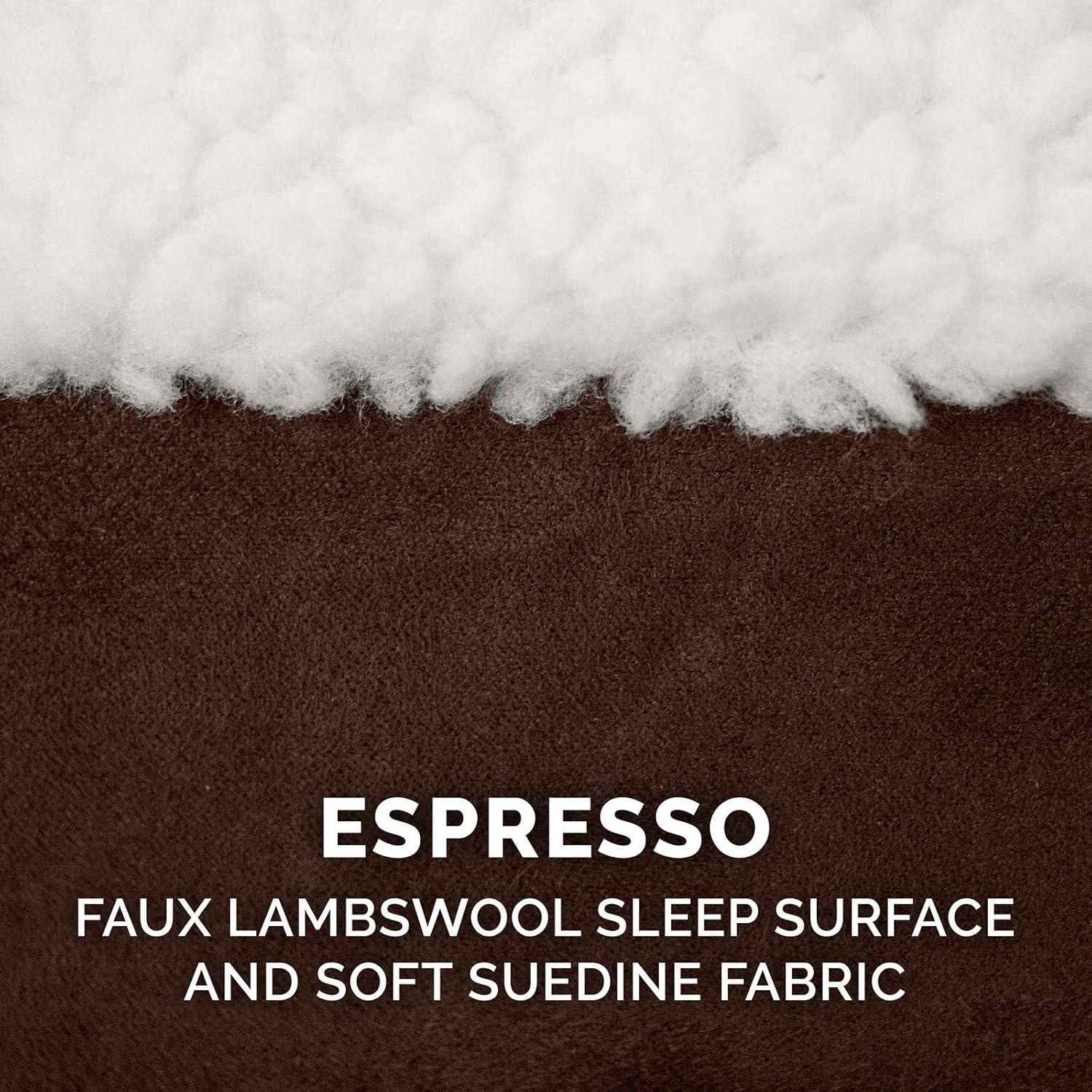 imageFurhaven 26quot Round Cooling Gel Dog Bed for MediumSmall Dogs w Removable Washable Cover For Dogs Up to 30 lbs Sherpa ampamp Suede Snuggery Espresso 26inchFaux Lambswool Suede Espresso