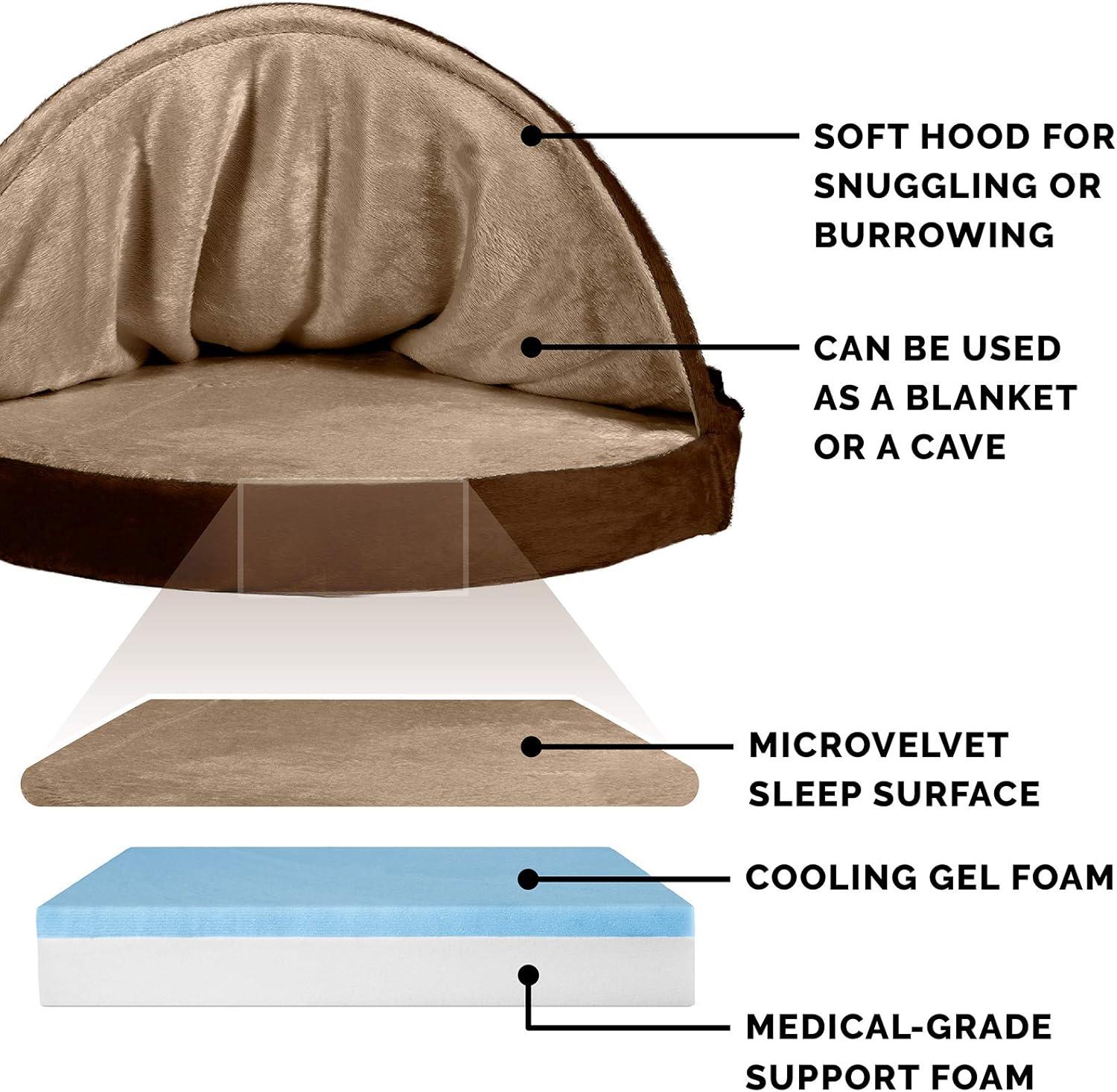 imageFurhaven 26quot Round Cooling Gel Dog Bed for MediumSmall Dogs w Removable Washable Cover For Dogs Up to 30 lbs Sherpa ampamp Suede Snuggery Espresso 26inchMicrovelvet Espresso