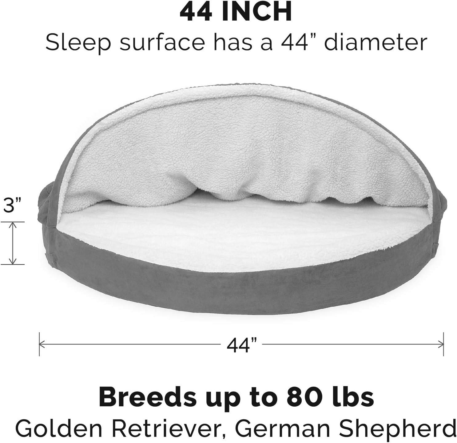 imageFurhaven 26quot Round Cooling Gel Dog Bed for MediumSmall Dogs w Removable Washable Cover For Dogs Up to 30 lbs Sherpa ampamp Suede Snuggery Espresso 26inchFaux Lambswool Suede Gray