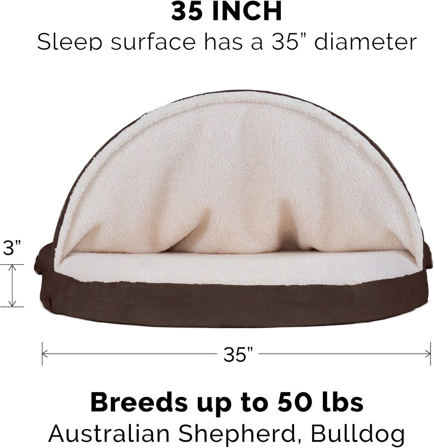 imageFurhaven 26quot Round Cooling Gel Dog Bed for MediumSmall Dogs w Removable Washable Cover For Dogs Up to 30 lbs Sherpa ampamp Suede Snuggery Espresso 26inchFaux Lambswool Suede Espresso