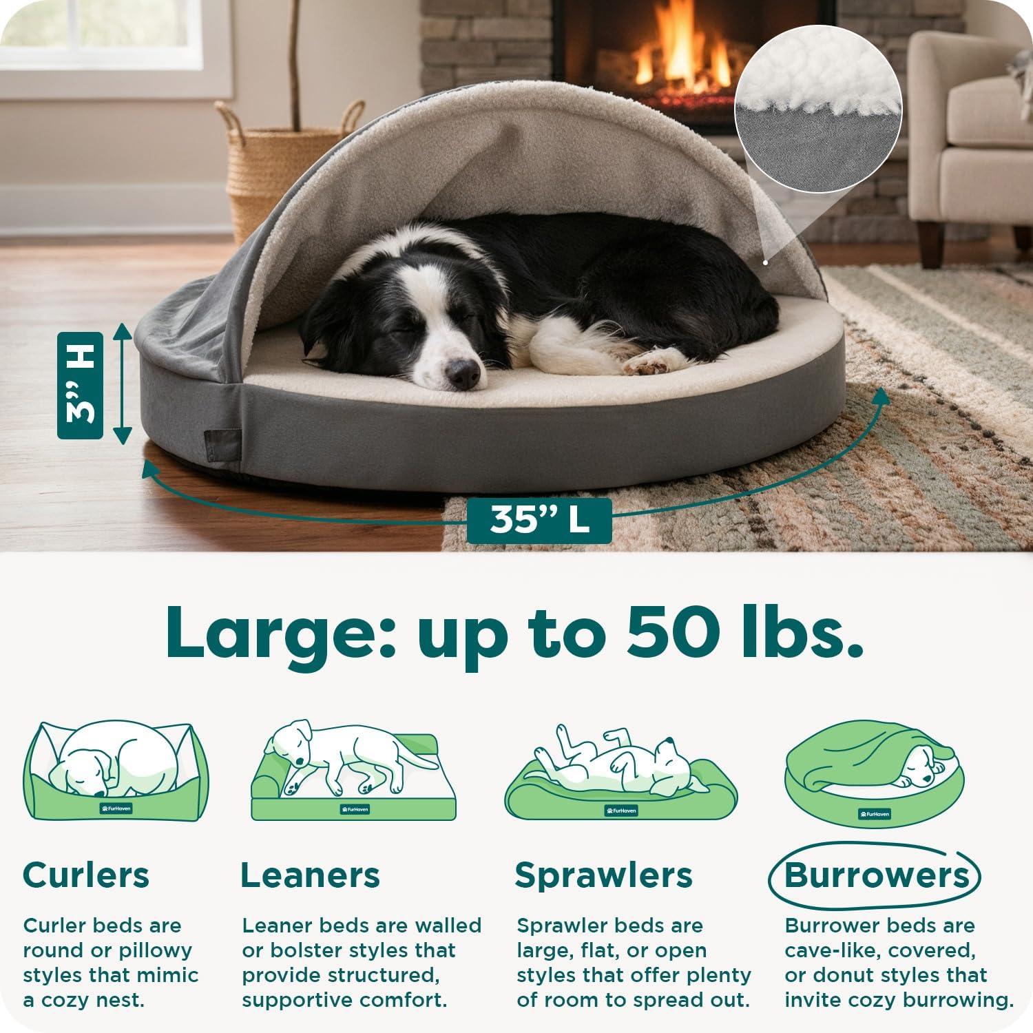 imageFurhaven 26quot Round Cooling Gel Dog Bed for MediumSmall Dogs w Removable Washable Cover For Dogs Up to 30 lbs Sherpa ampamp Suede Snuggery Espresso 26inchFaux Lambswool Suede Gray