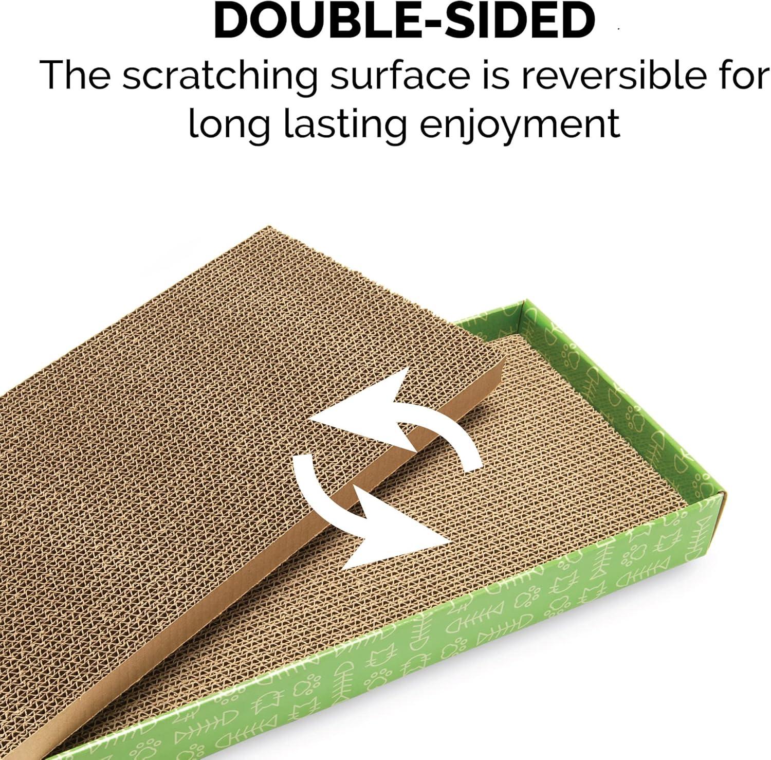 imageFurhaven 2Pack Scratching Boards w Catnip ampamp WallMounting Hooks for Indoor Cats Reversible WallMounted Corrugated Cat Scratchers GrayWhite Print Standard2PackStandard Green