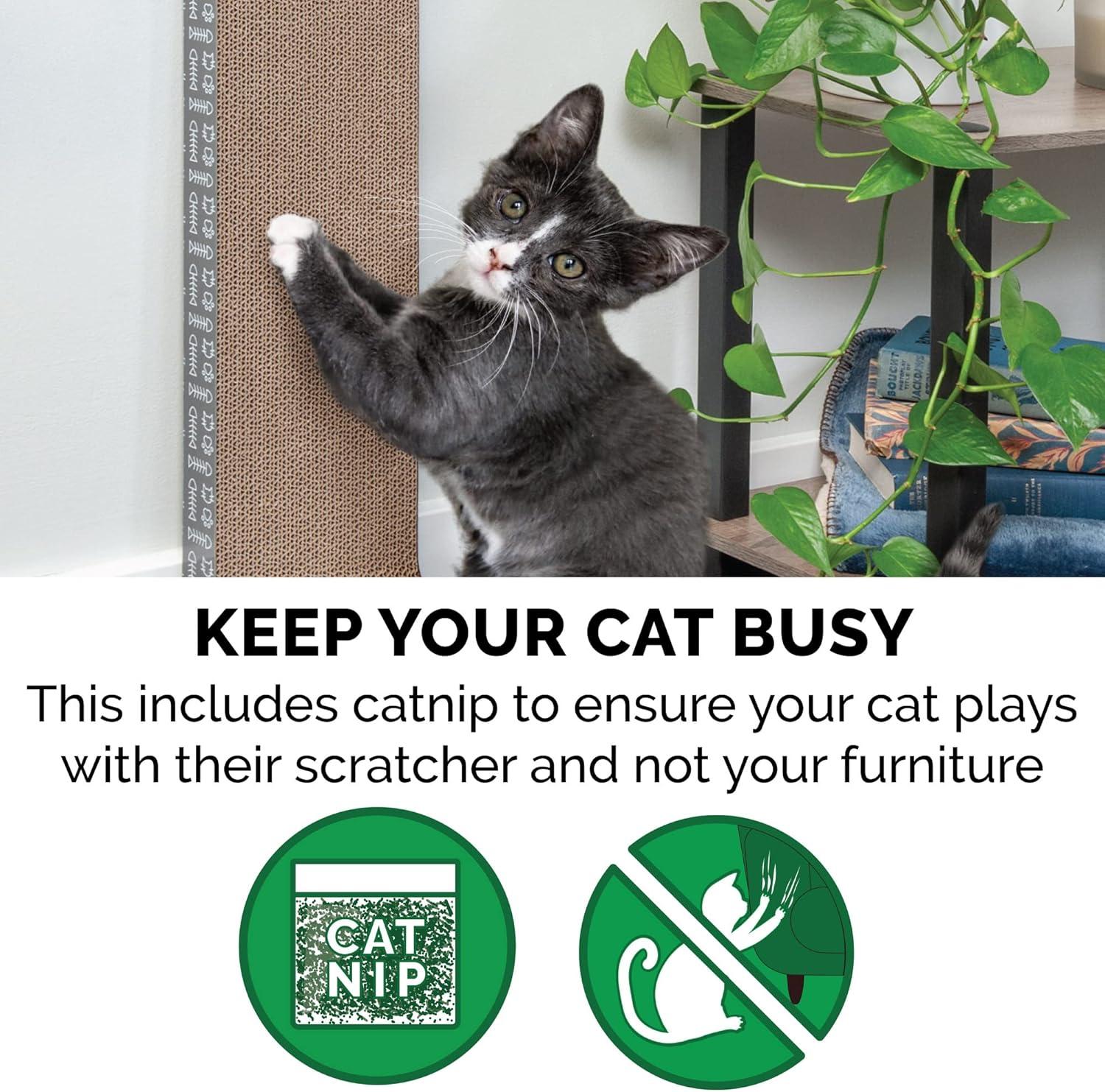 imageFurhaven 2Pack Scratching Boards w Catnip ampamp WallMounting Hooks for Indoor Cats Reversible WallMounted Corrugated Cat Scratchers GrayWhite Print Standard2PackGray