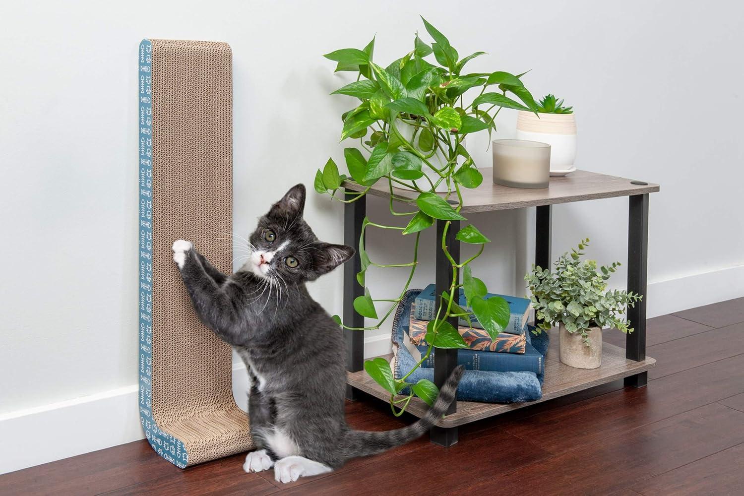 imageFurhaven 2Pack Scratching Boards w Catnip ampamp WallMounting Hooks for Indoor Cats Reversible WallMounted Corrugated Cat Scratchers GrayWhite Print Standard2PackSeaglass