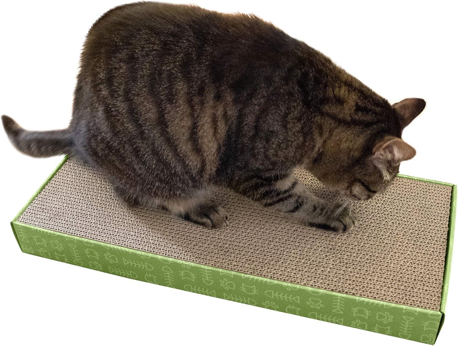 imageFurhaven 2Pack Scratching Boards w Catnip ampamp WallMounting Hooks for Indoor Cats Reversible WallMounted Corrugated Cat Scratchers GrayWhite Print Standard2PackStandard Green