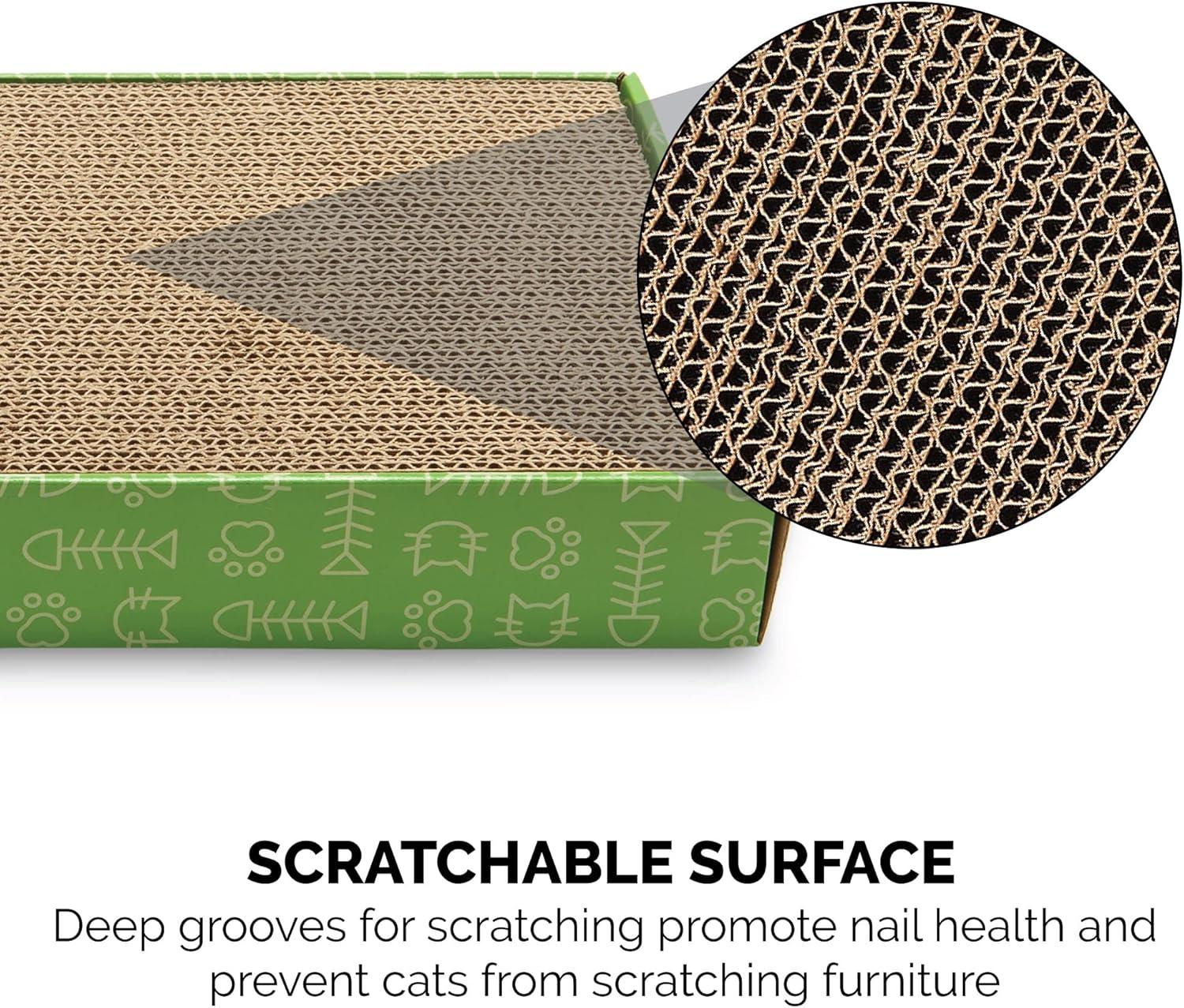 imageFurhaven 2Pack Scratching Boards w Catnip ampamp WallMounting Hooks for Indoor Cats Reversible WallMounted Corrugated Cat Scratchers GrayWhite Print Standard2PackStandard Green