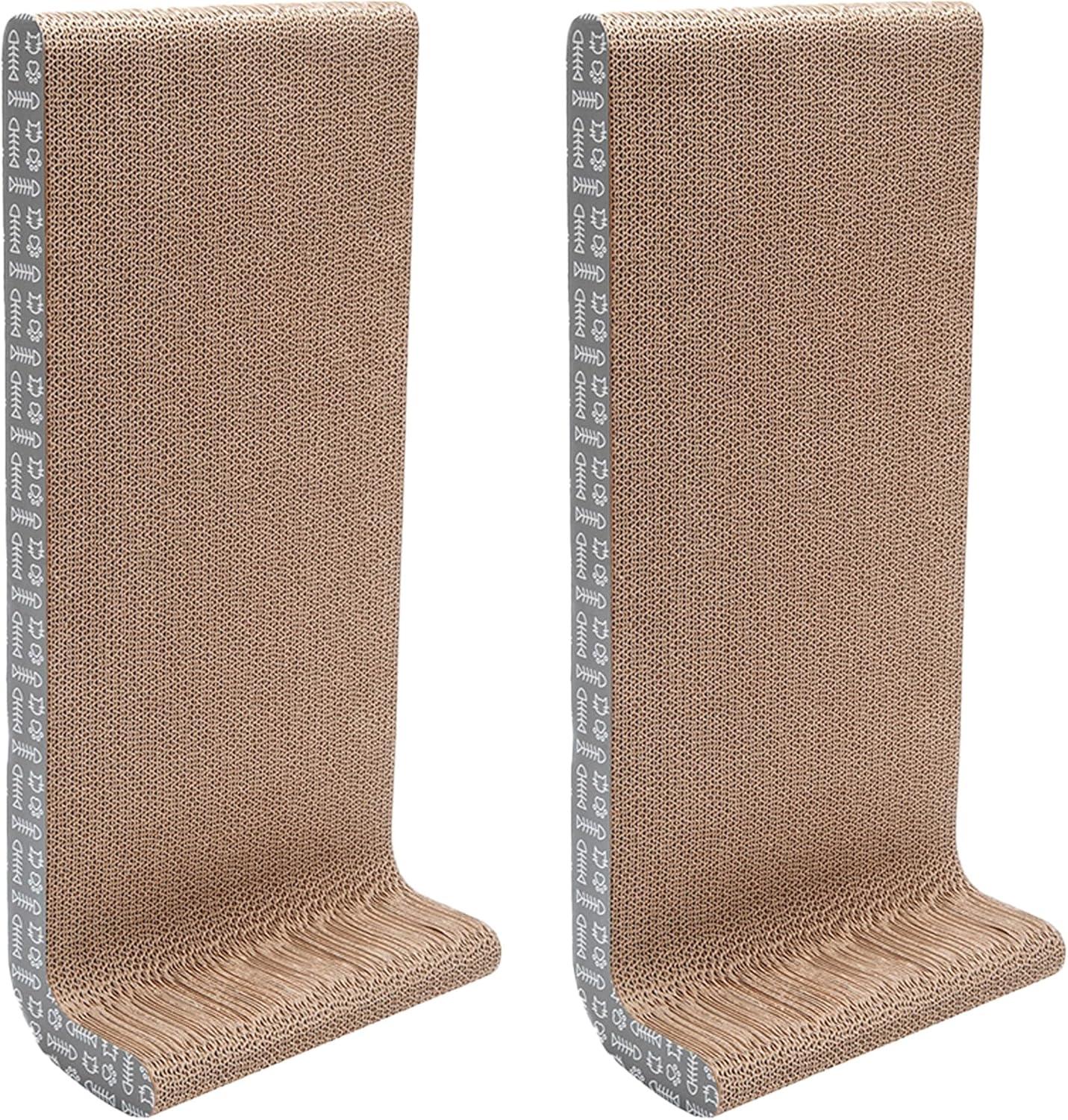 imageFurhaven 2Pack Scratching Boards w Catnip ampamp WallMounting Hooks for Indoor Cats Reversible WallMounted Corrugated Cat Scratchers GrayWhite Print Standard2PackGray