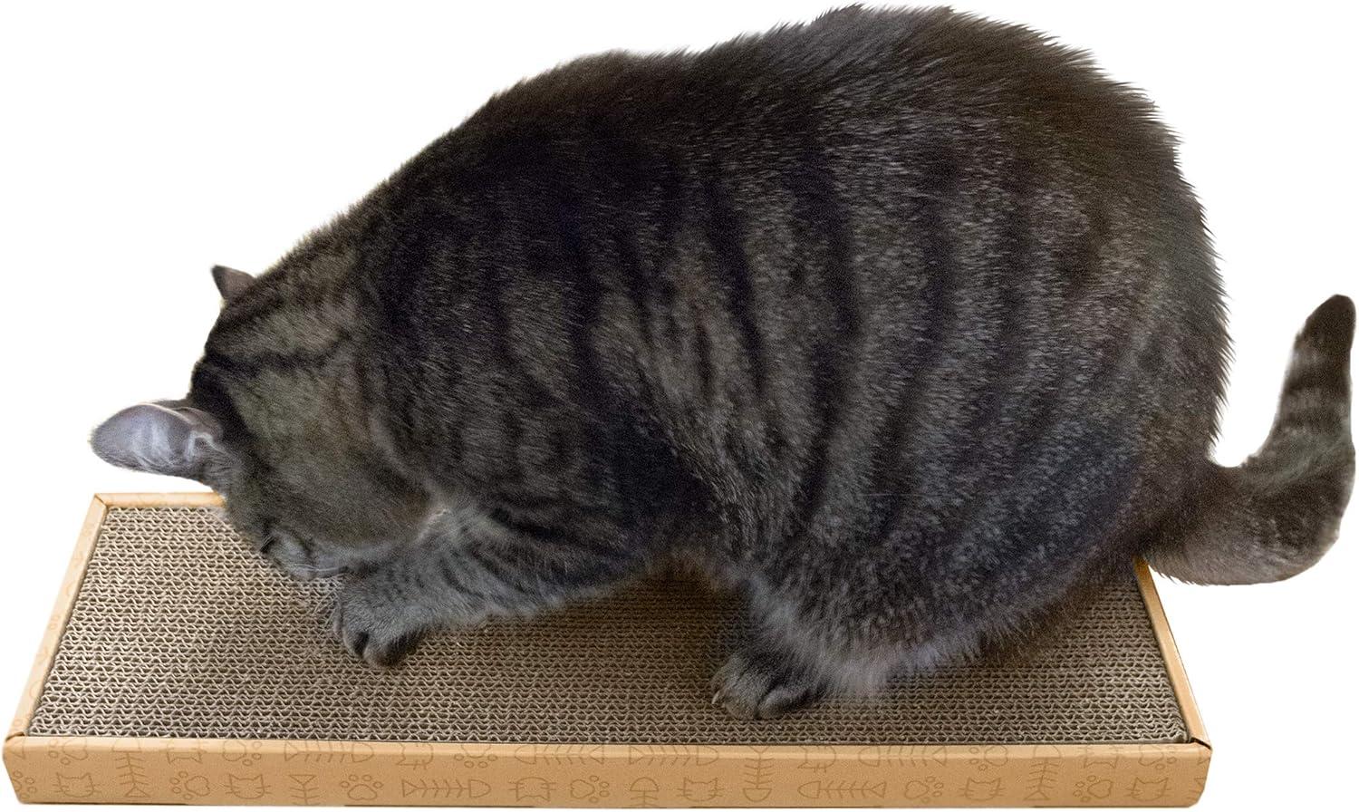 imageFurhaven 2Pack Scratching Boards w Catnip ampamp WallMounting Hooks for Indoor Cats Reversible WallMounted Corrugated Cat Scratchers GrayWhite Print Standard2PackStandard Yellow