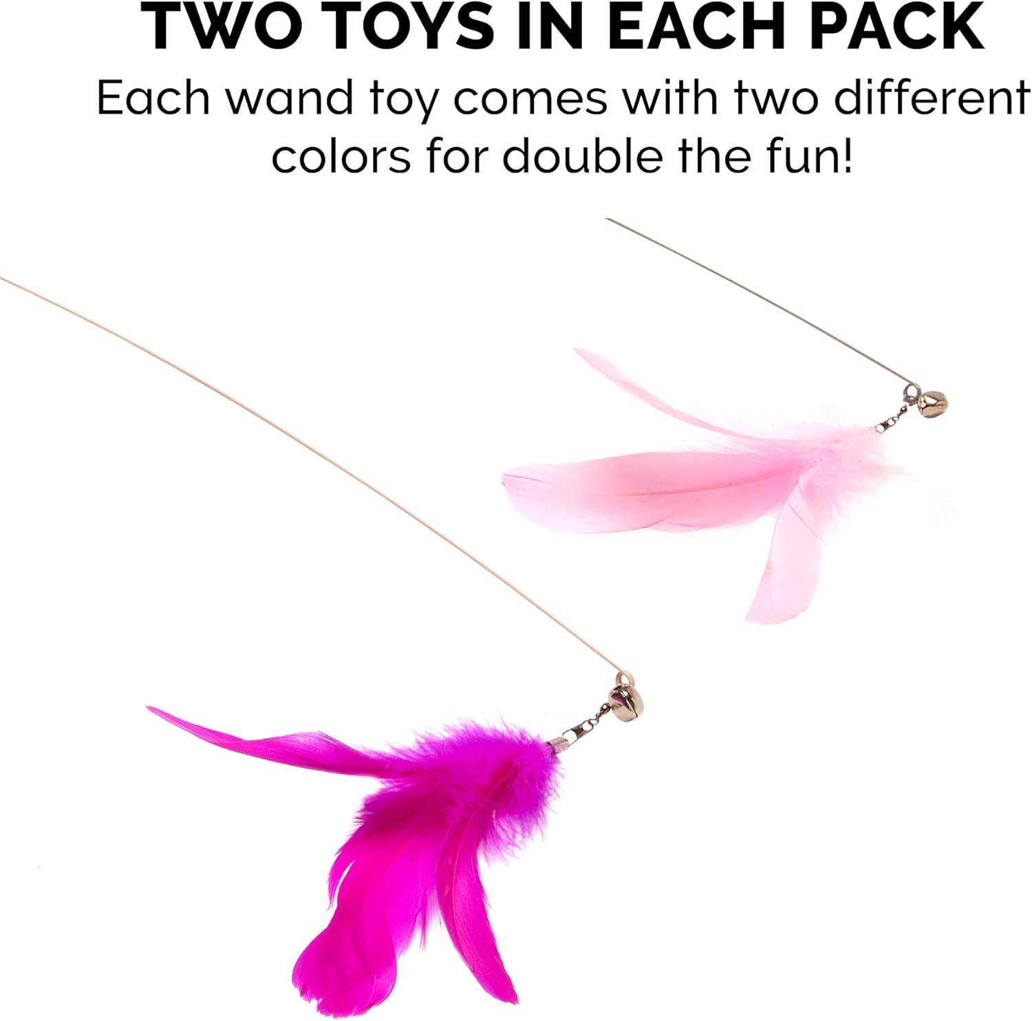 imageFurhaven 2Pack Teaser Cat Wand Toy Set for Indoor Cats Interactive Play ampamp Exercise Dizzy Kitty Feather Wand Pink Hot PinkLight Pink Set of 2Dizzy Kitty Pink Hot PinkLight Pink