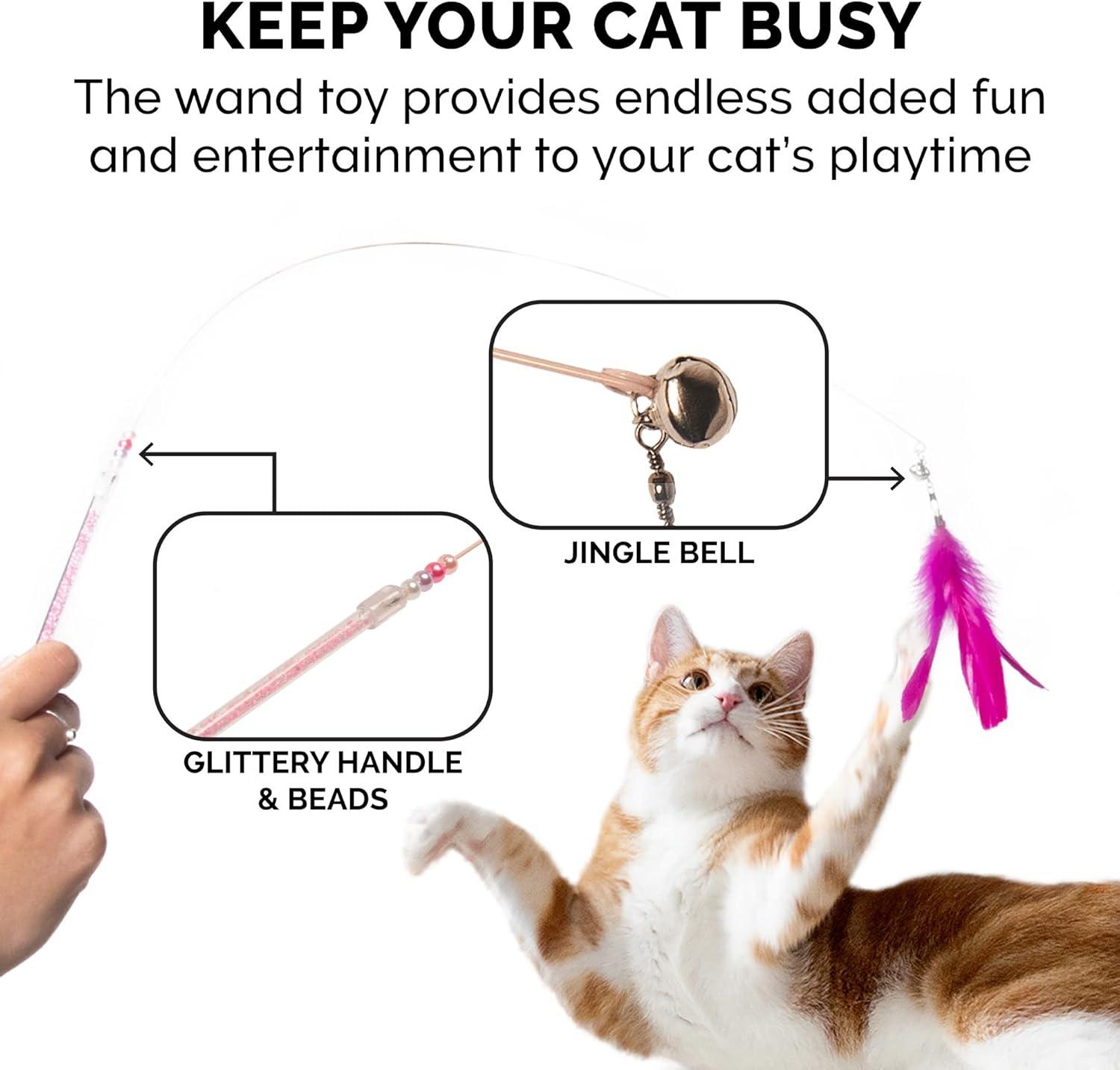 imageFurhaven 2Pack Teaser Cat Wand Toy Set for Indoor Cats Interactive Play ampamp Exercise Dizzy Kitty Feather Wand Pink Hot PinkLight Pink Set of 2Dizzy Kitty Pink Hot PinkLight Pink