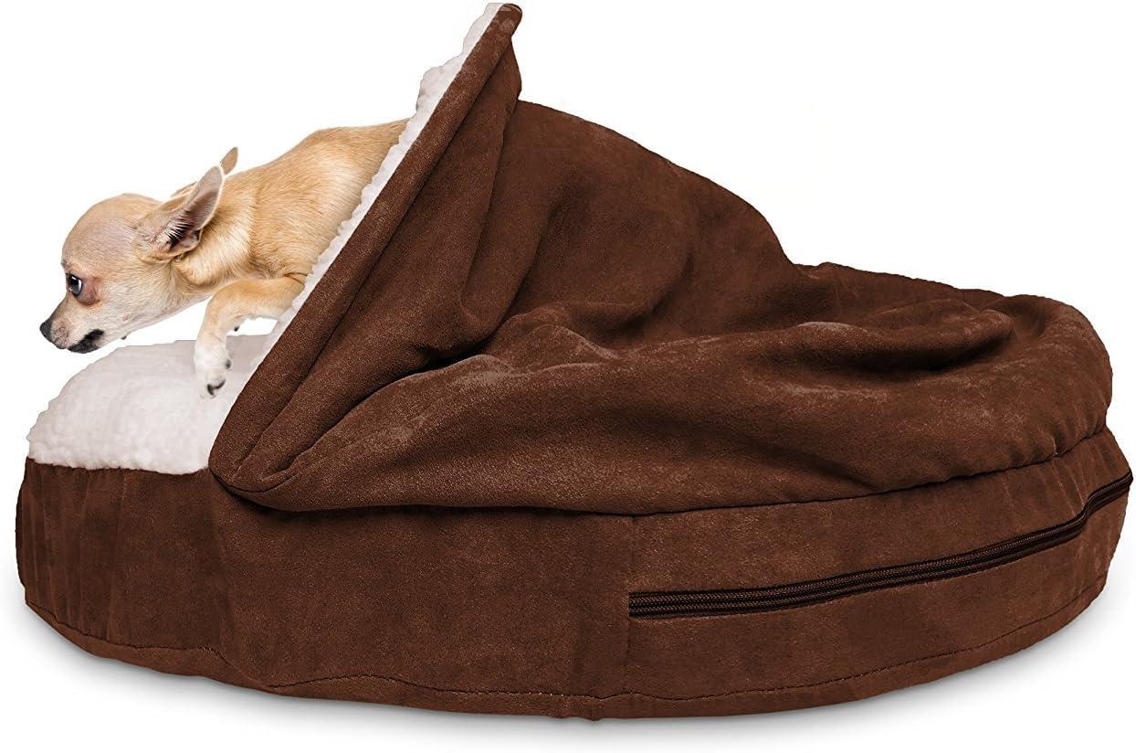imageFurhaven 44quot Round Orthopedic Dog Bed for Large Dogs w Removable Washable Cover For Dogs Up to 80 lbs Sherpa ampamp Suede Snuggery Gray 44inchEspresso