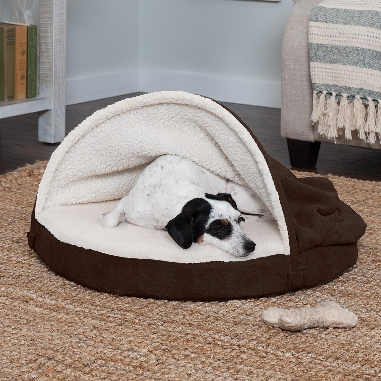 imageFurhaven 44quot Round Orthopedic Dog Bed for Large Dogs w Removable Washable Cover For Dogs Up to 80 lbs Sherpa ampamp Suede Snuggery Gray 44inchEspresso