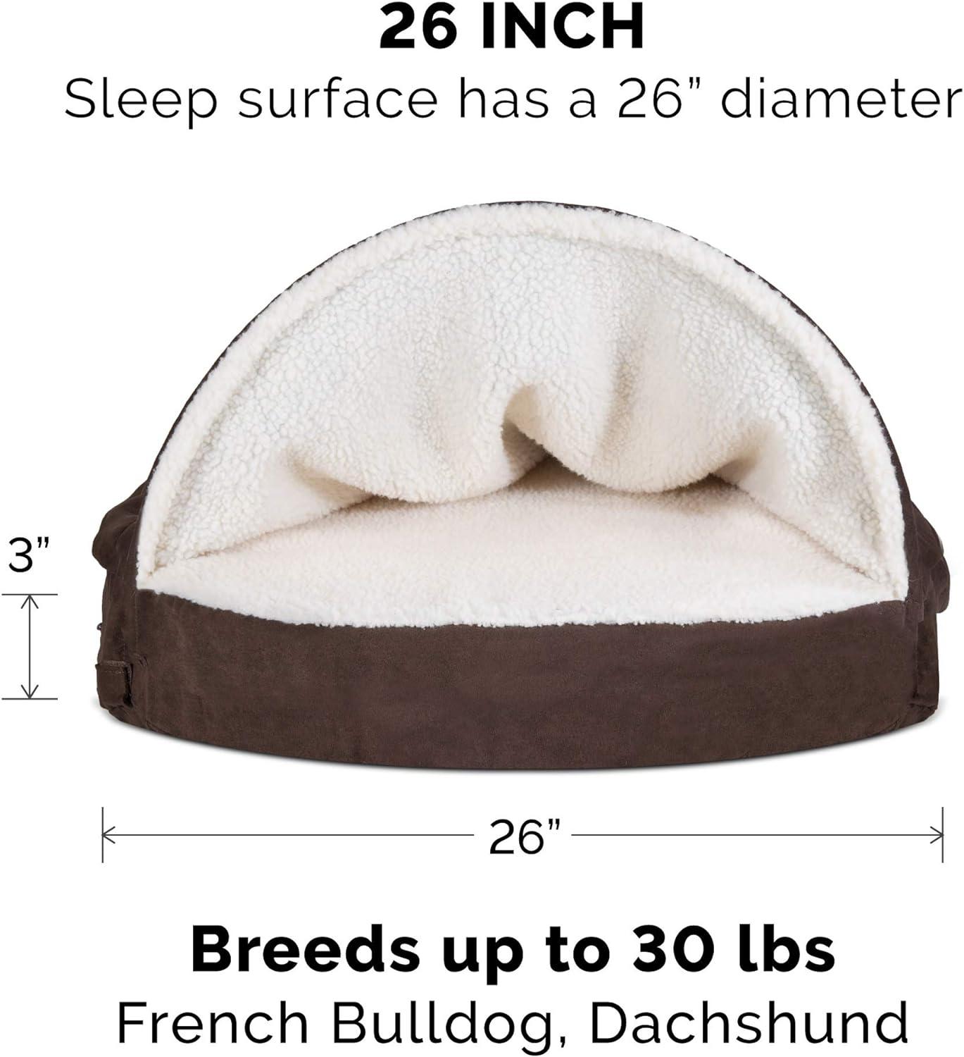 imageFurhaven 44quot Round Orthopedic Dog Bed for Large Dogs w Removable Washable Cover For Dogs Up to 80 lbs Sherpa ampamp Suede Snuggery Gray 44inchEspresso