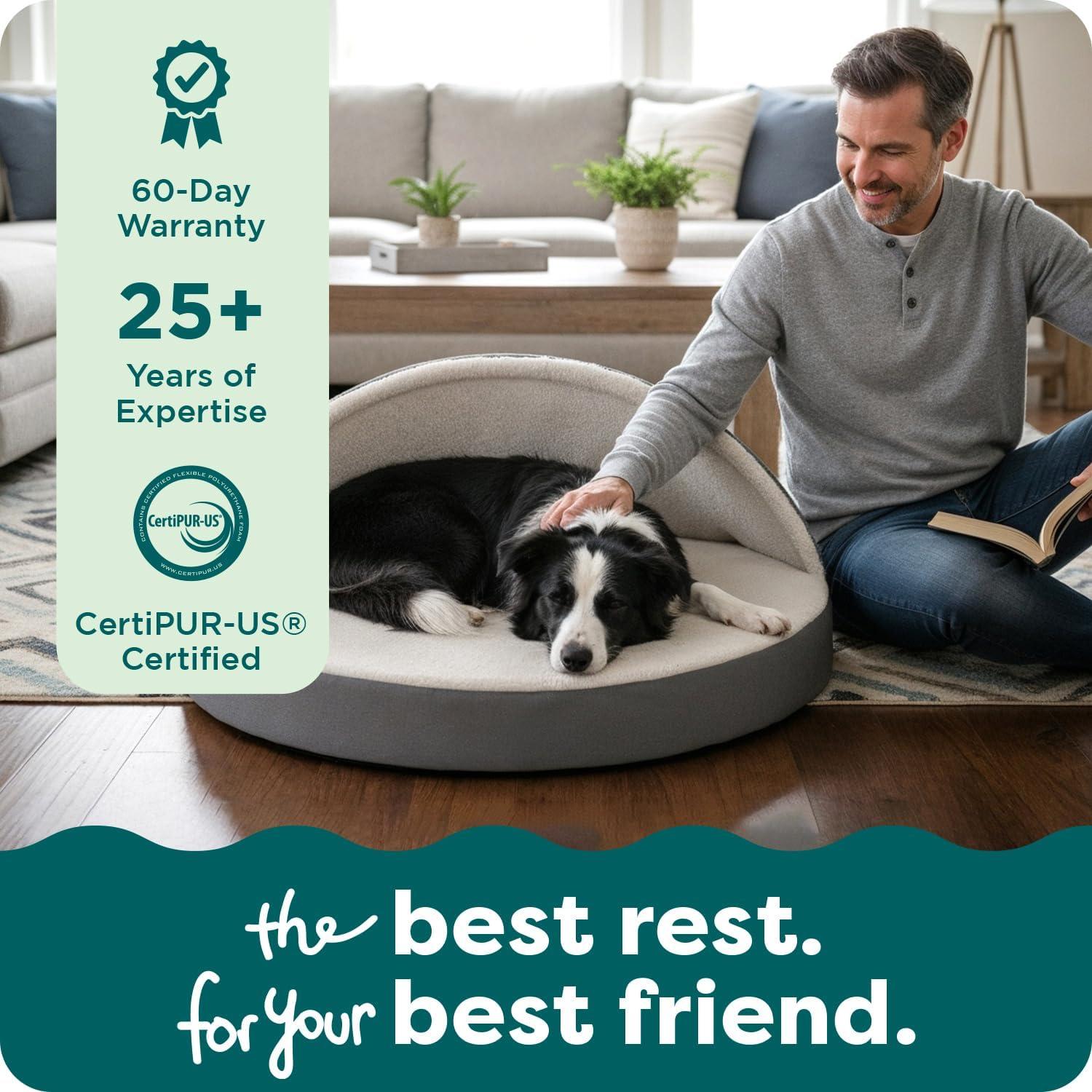 imageFurhaven 44quot Round Orthopedic Dog Bed for Large Dogs w Removable Washable Cover For Dogs Up to 80 lbs Sherpa ampamp Suede Snuggery Gray 44inchGray