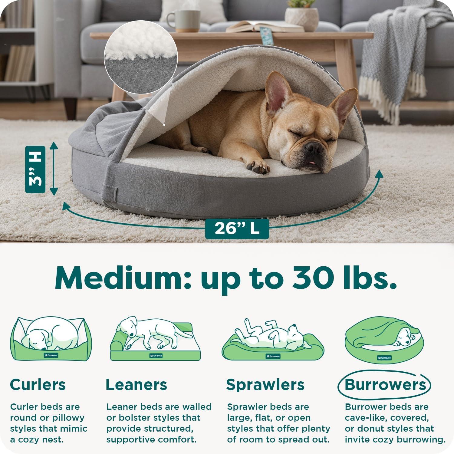 imageFurhaven 44quot Round Orthopedic Dog Bed for Large Dogs w Removable Washable Cover For Dogs Up to 80 lbs Sherpa ampamp Suede Snuggery Gray 44inchGray