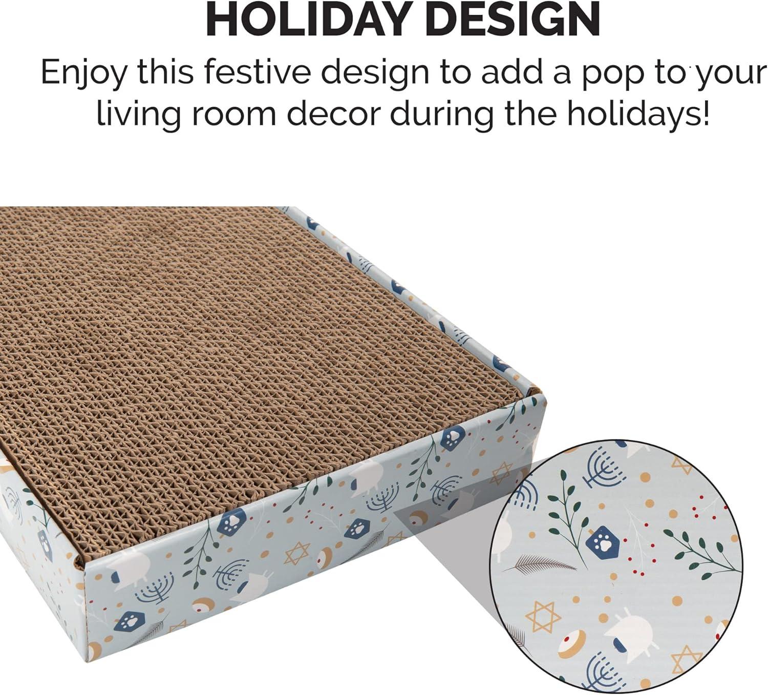 imageFurhaven Cardboard Cat House w Catnip for Indoor Cats Ft Scratching Pad ampamp Hanging Toys Decorated Gingerbread House Holiday Cat Scratcher Hideout Christmas Print One SizeHoliday Scratcher Hanukkah