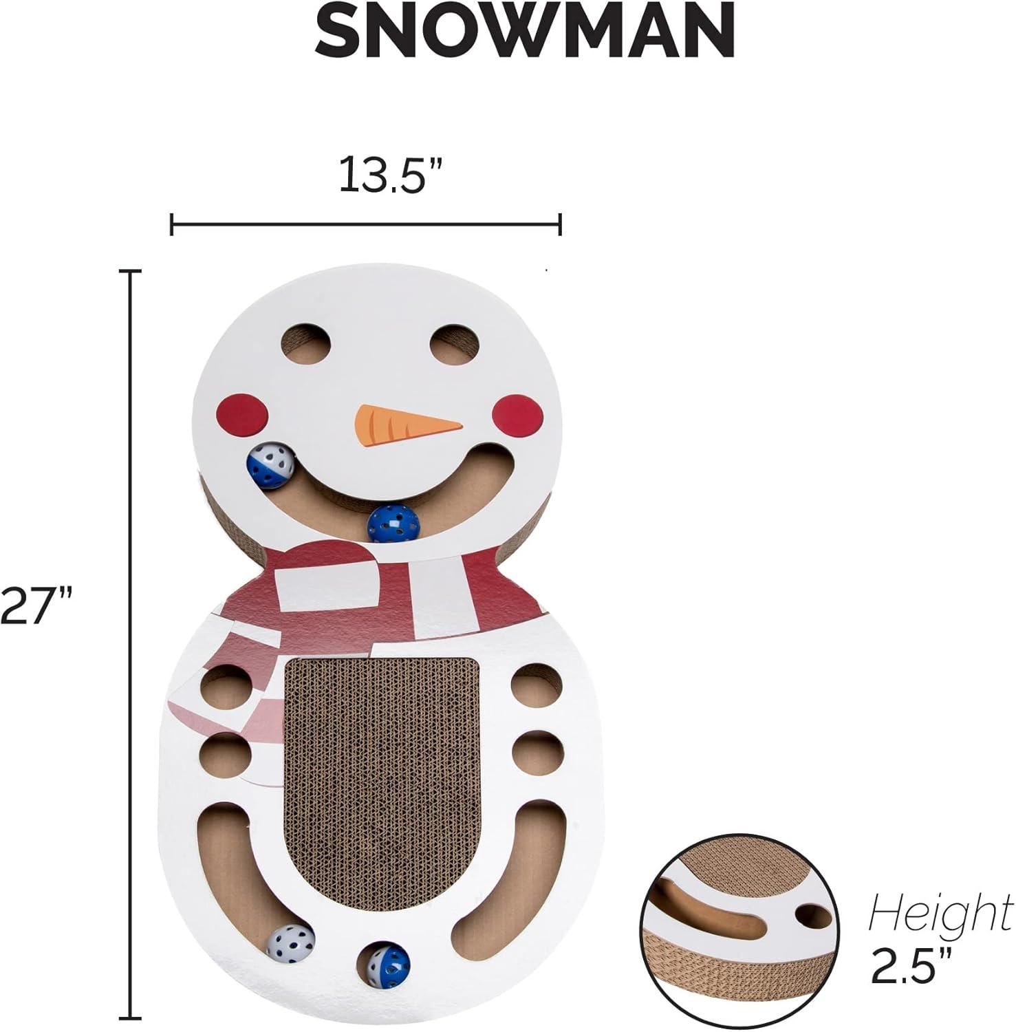 imageFurhaven Cardboard Cat House w Catnip for Indoor Cats Ft Scratching Pad ampamp Hanging Toys Decorated Gingerbread House Holiday Cat Scratcher Hideout Christmas Print One SizeHoliday Busy Box Snowman