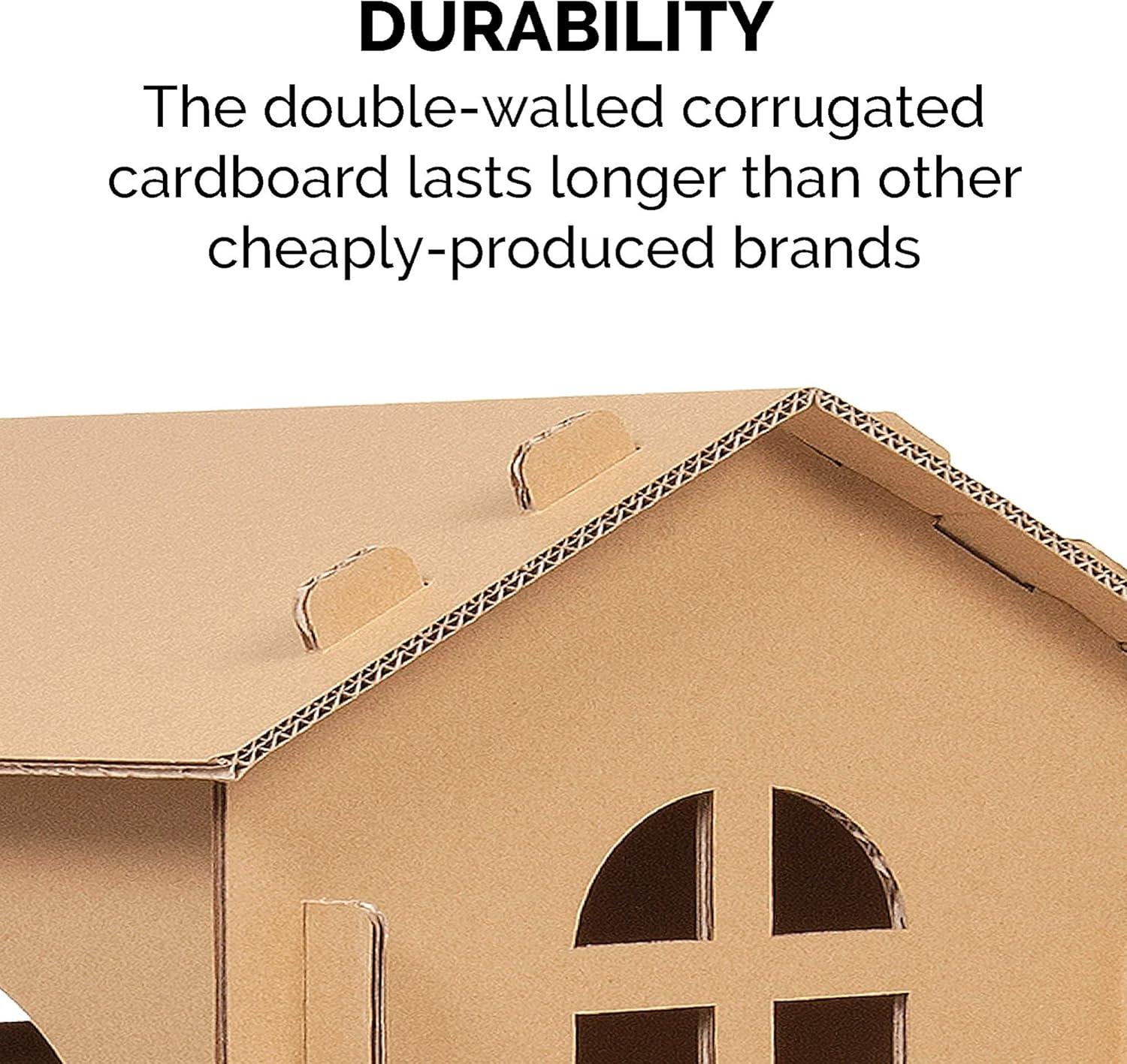 imageFurhaven Cardboard Hideout w Catnip for Indoor Cats Ft Scratching Pad Ball Track ampamp Toys Kitty Hideaway Corrugated Cat Scratcher House Cat Print One SizeTownhouse Playground